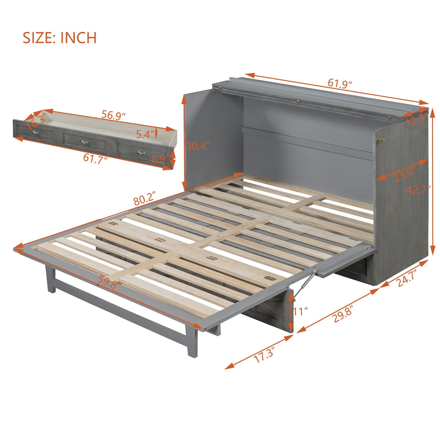 Murphy Bed With Large Drawers And USB Ports
