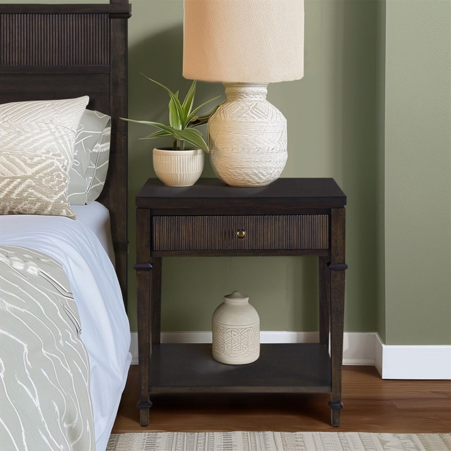 Kenna - Nightstand With Storage - Dark Coffee