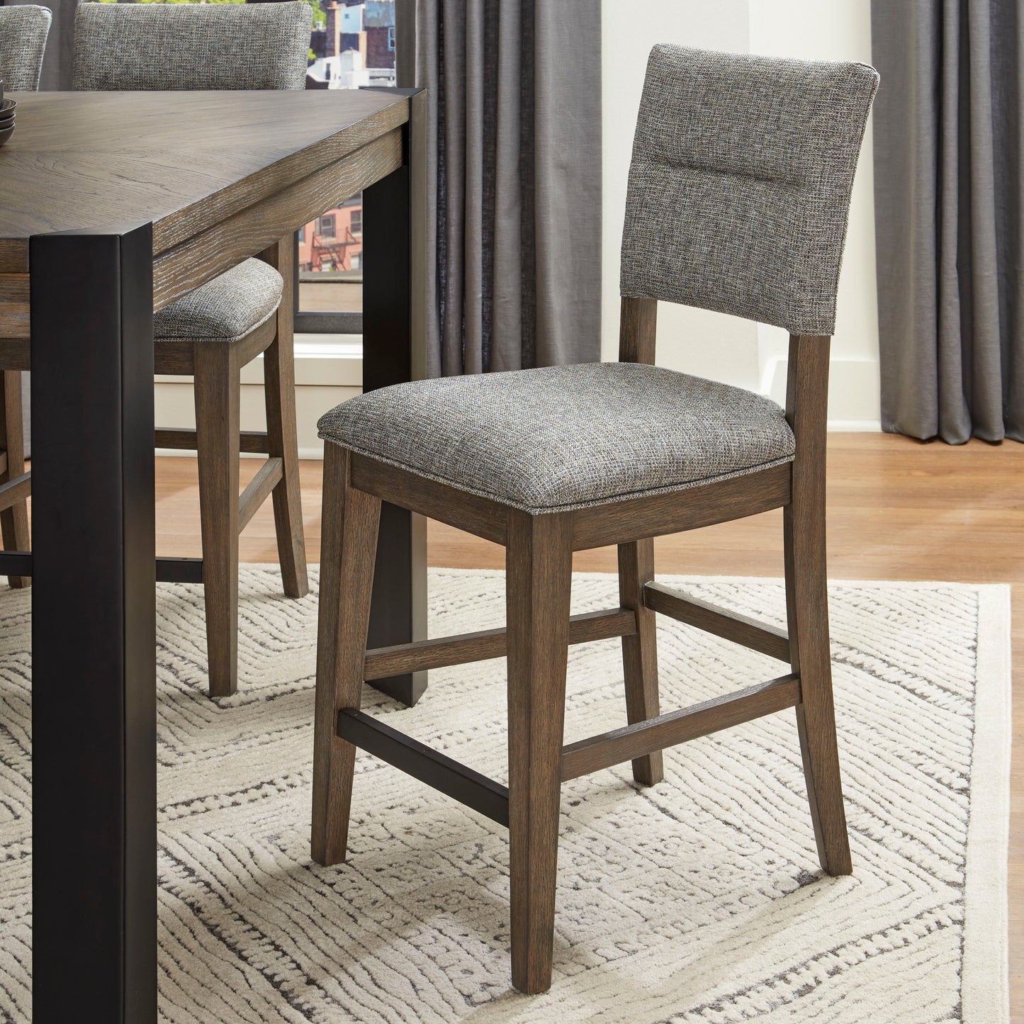 Cedar Fork - 54" Dining Square Counter Table With 4 Counter Stools - Smoked Arabica