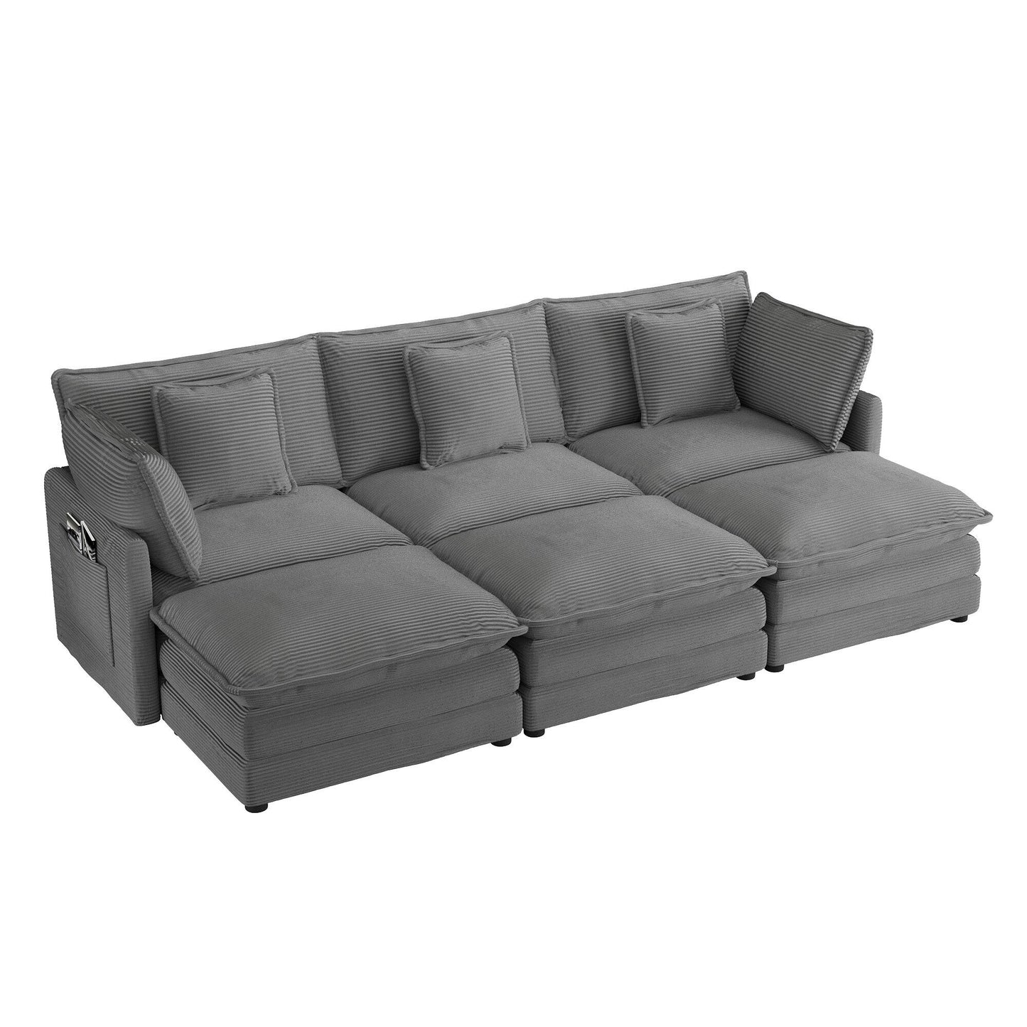 Modern Modular Sectional Sofa With Side Storage Pockets For Living Room