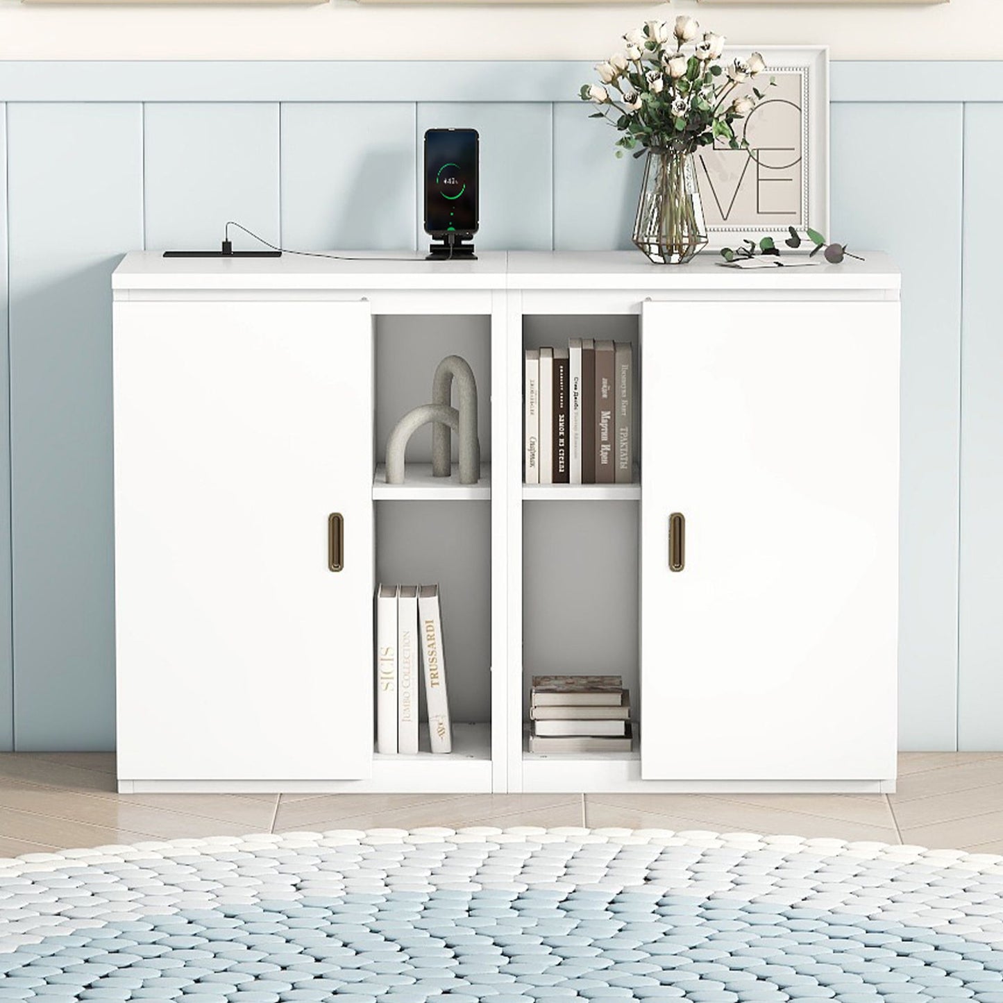 Murphy Bed With Shelves, Cabinets And USB Ports