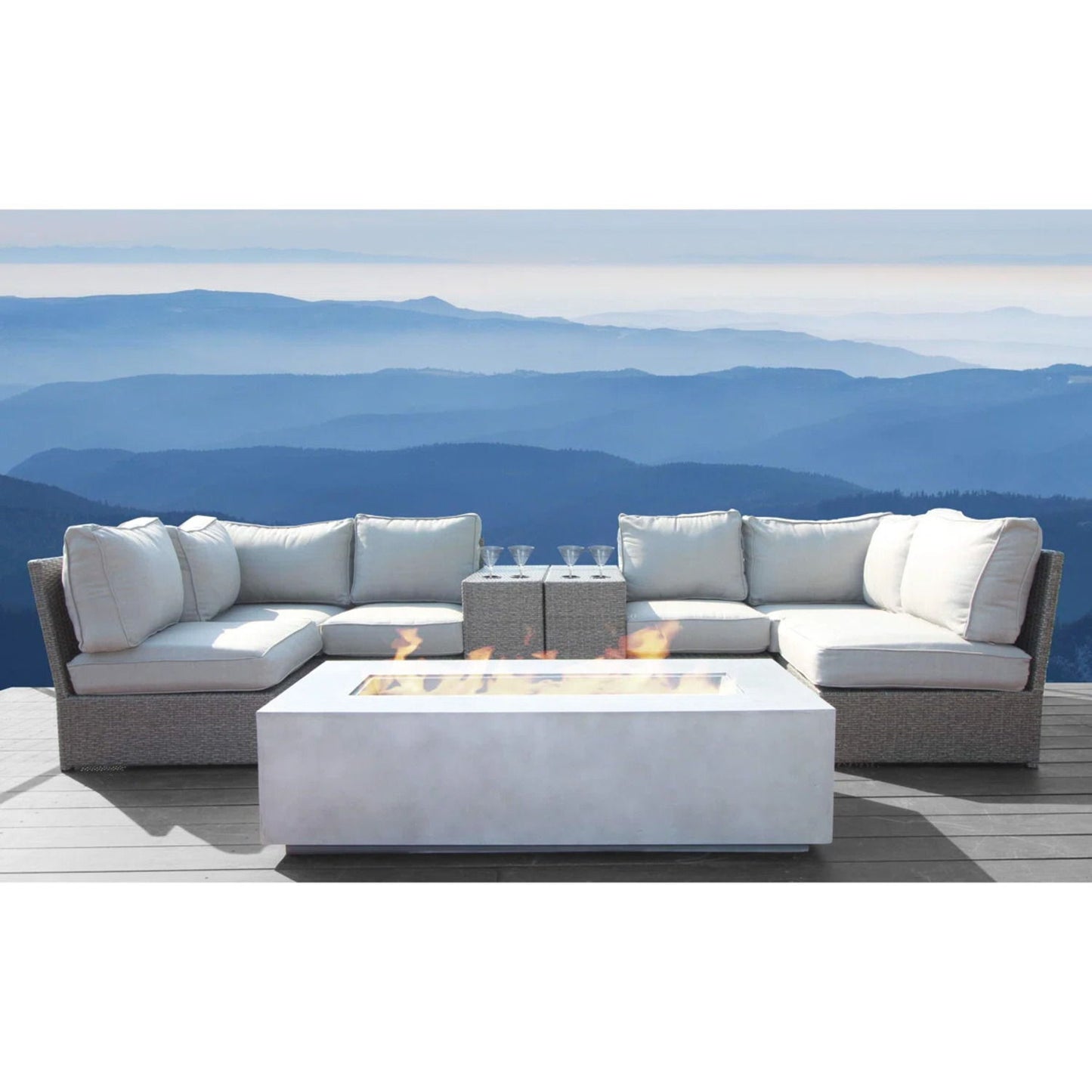 Weather Resistant Rattan Wicker 4 Person Outdoor Lounge Set With Cushions - Gray Mix