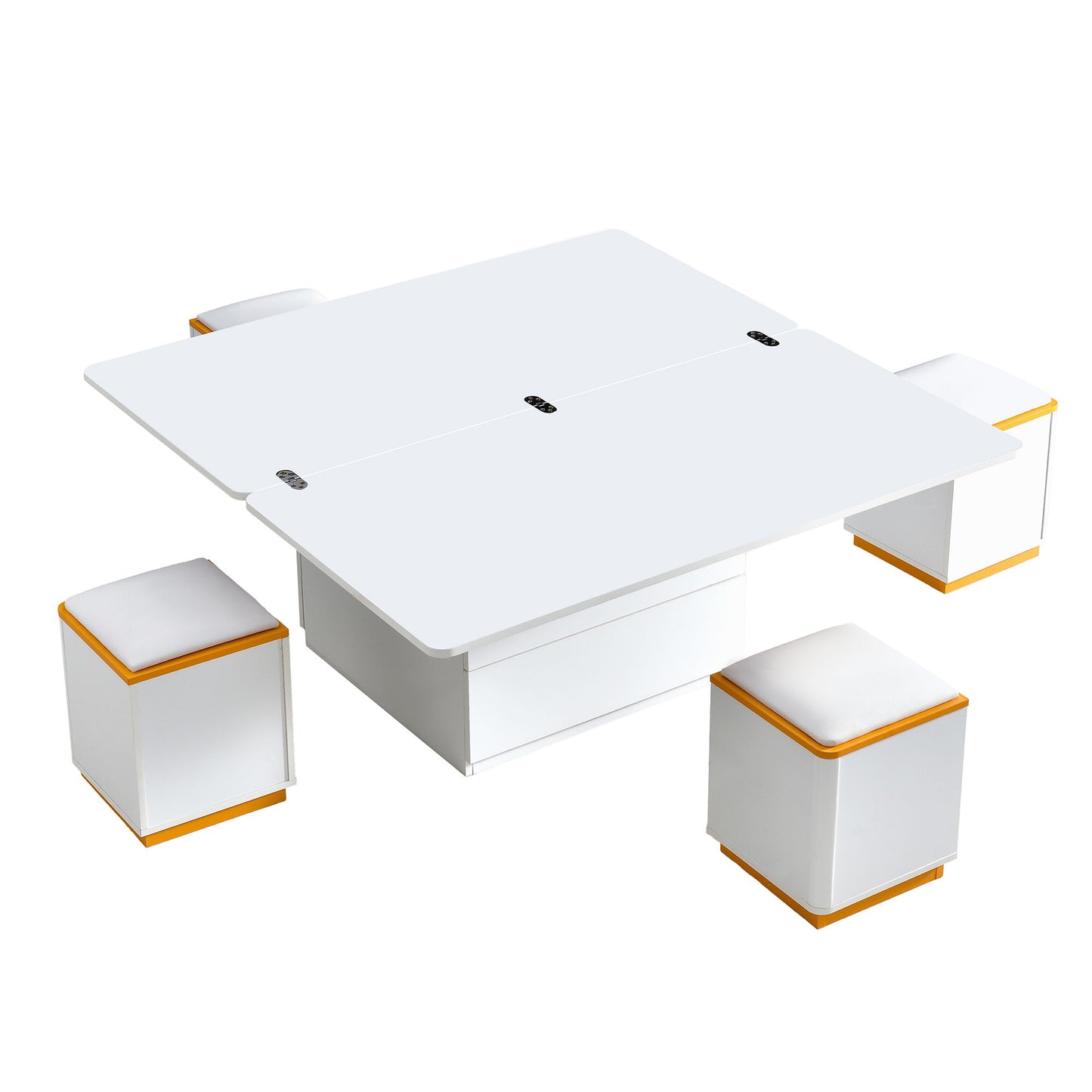 Multi Functional Adjustable Coffee Table With 4 Storage Stools