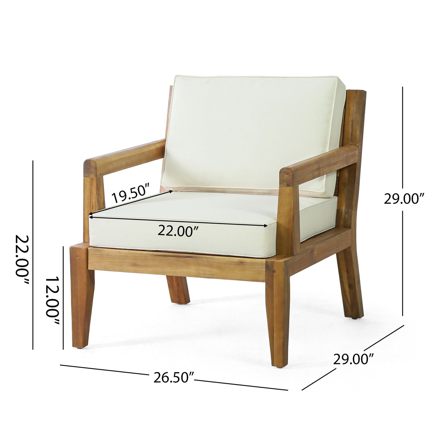 Outdoor Club Chair With Cushions (Set of 2) - Beige
