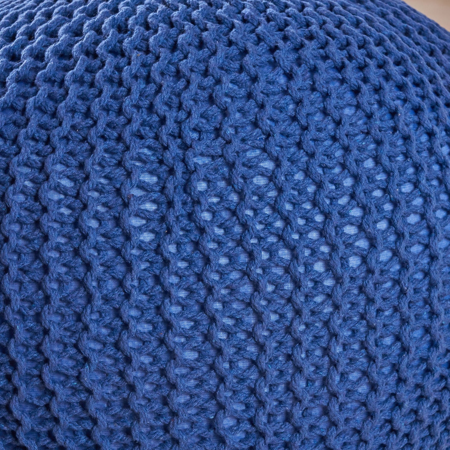 Bordeaux - Knitted Cotton Round Pouf, Versatile Ottoman And Floor Cushion