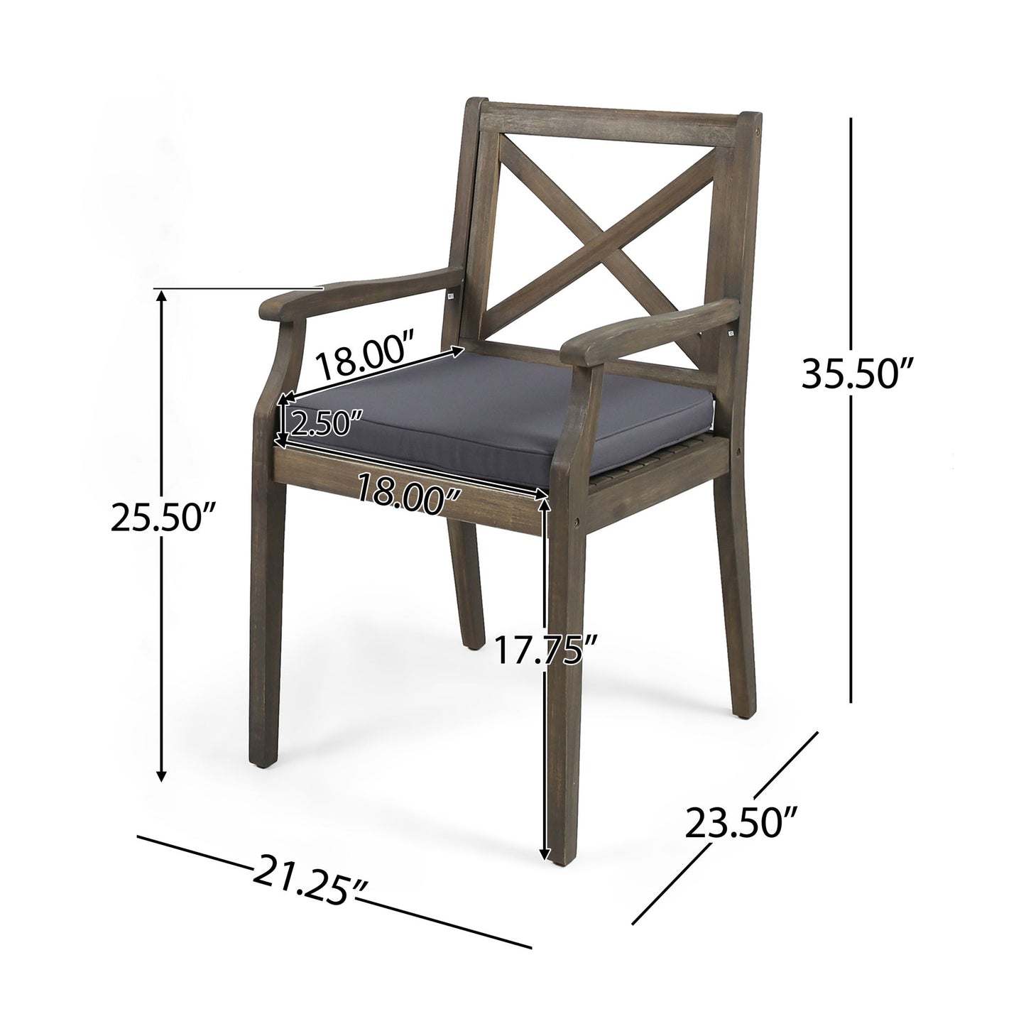 Perla - Dining Chair Set With Cushions 2 Piece - Dark Gray
