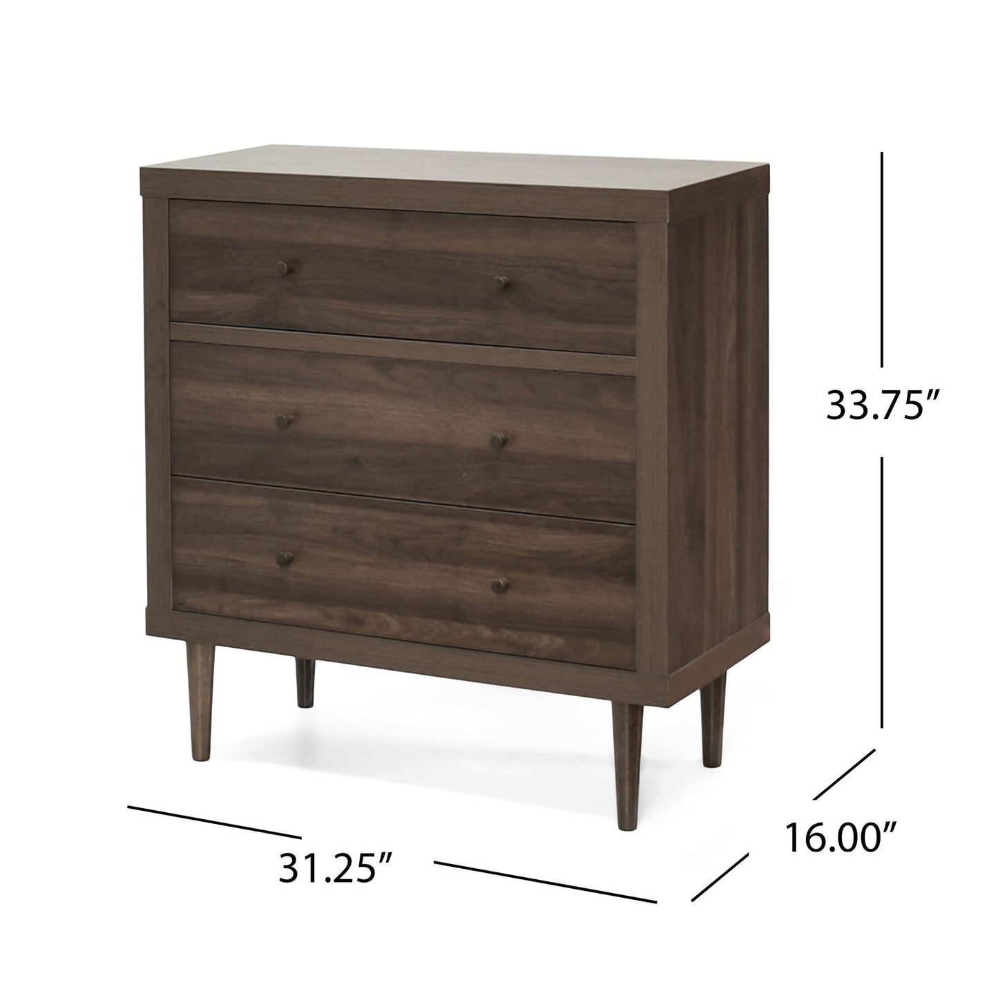 Nystrom - Mid Century Modern 3 Drawer Chest