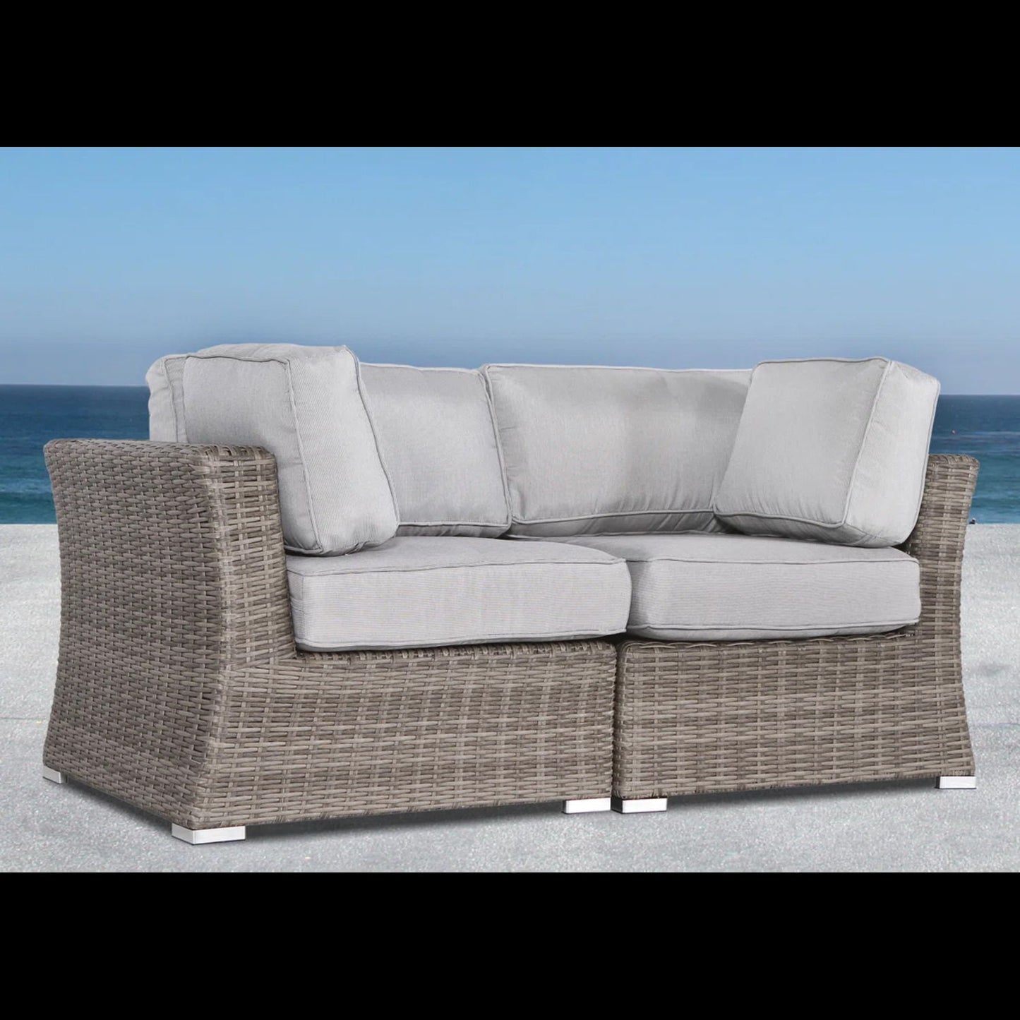 Elegant Wide Outdoor Wicker Loveseat With Plush Cushions Perfect For Cozy Gatherings - Gray / Gray Mix