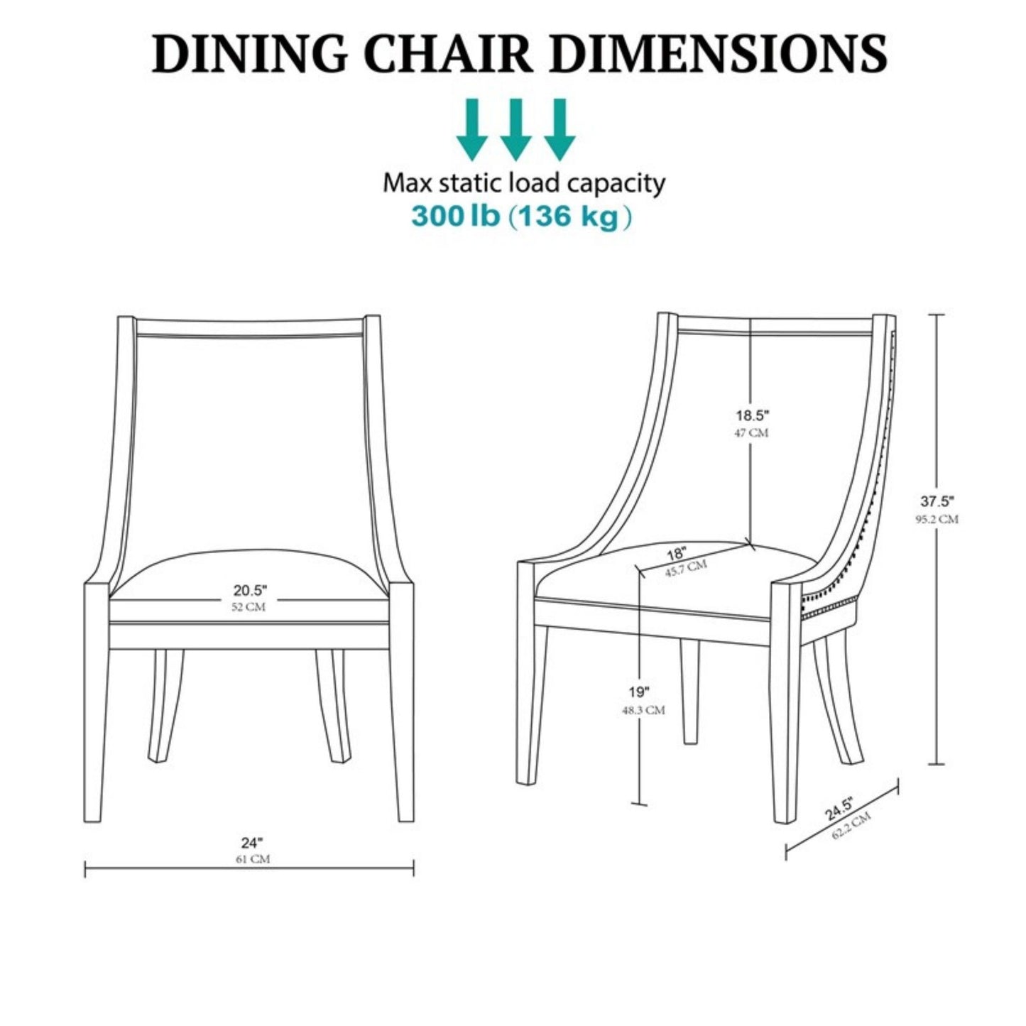 Upholstered Dining Chair With Nailhead Trim - Beige / Natural