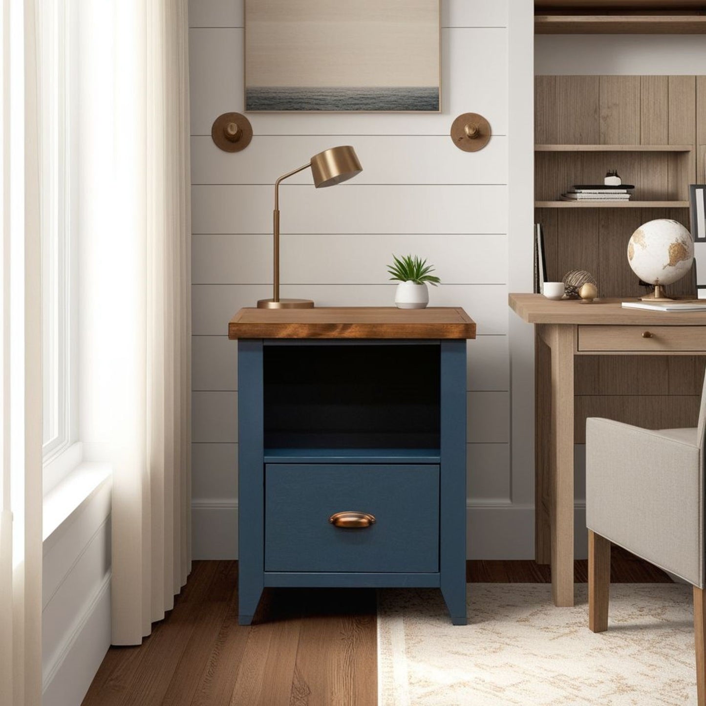 Nantucket - Drawer File - Blue Denim, Whiskey