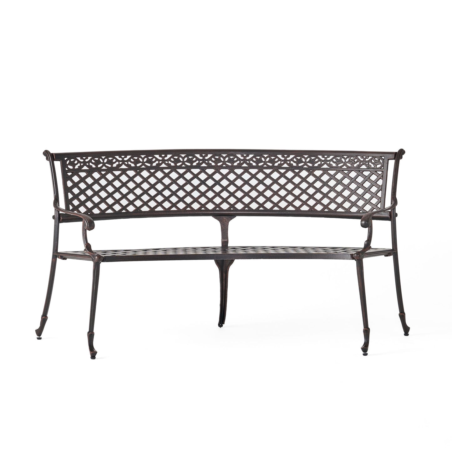Sector - Bench With Curved Design And Diamond Cross Seat - Copper