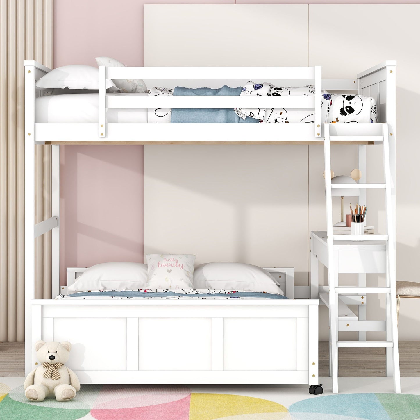 Full Over Full Bunk Bed With Desk