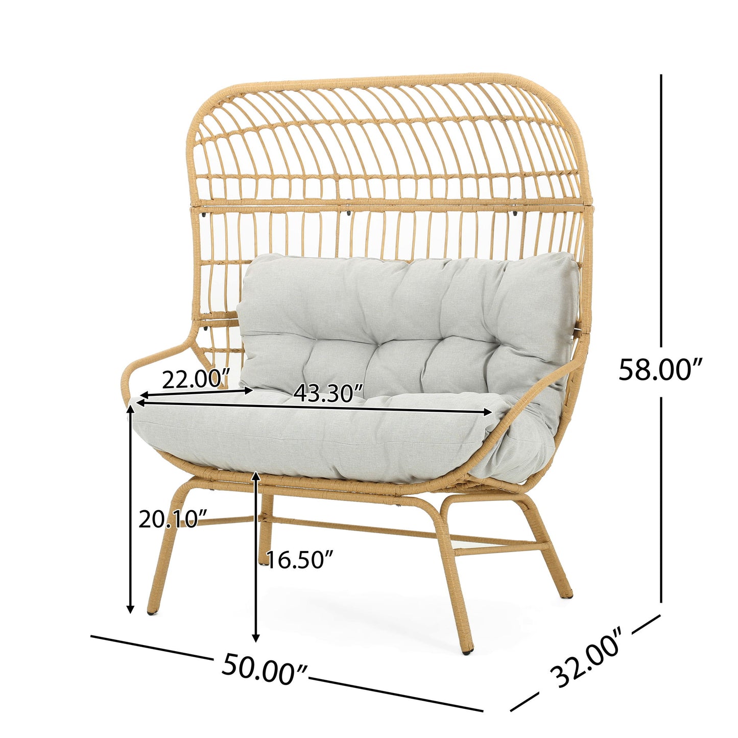 Palos - Outdoor Wicker Loveseat - Light Brown
