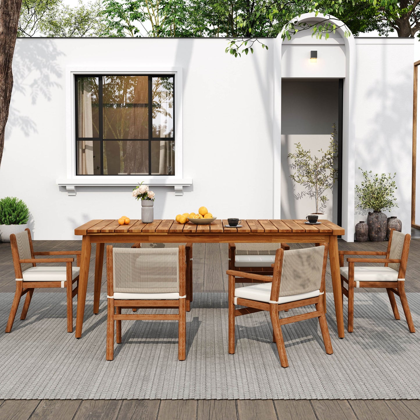 Dining Table 8 Person Outdoor Table, Farmhouse Furniture For Patio, Garden, Backyard - Teak