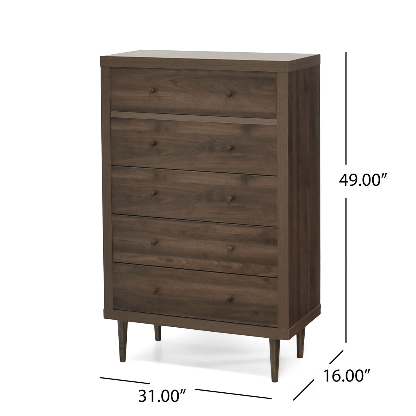 Nystrom - Mid Century Modern 5 Drawer Dresse