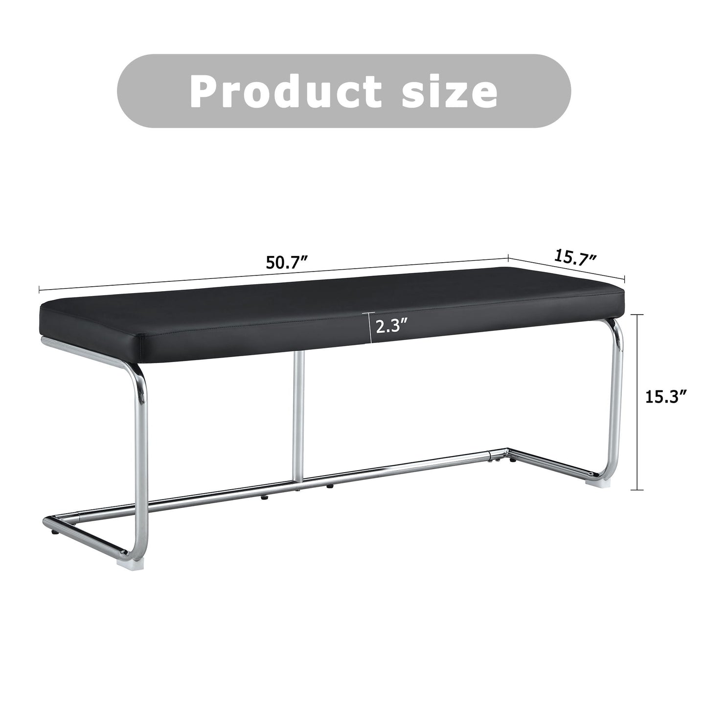 Shoe Changing Bench With Silver Metal Legs For Versatile Use - Black