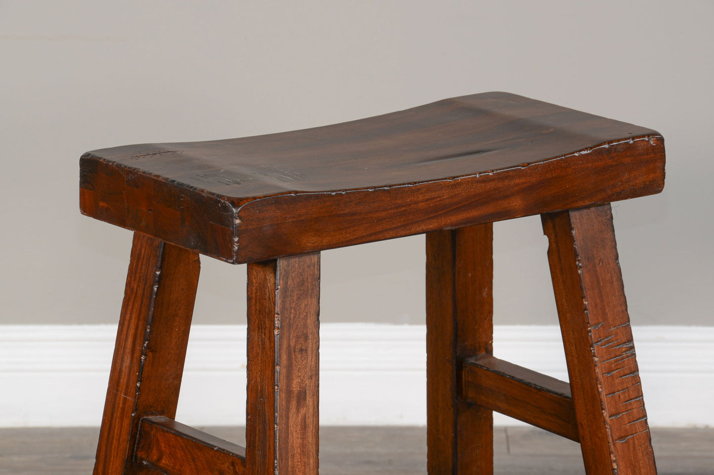 Tuscany - 30" Saddle Seat Stool With Wood Seat (Set of 2) - Vintage Mocha