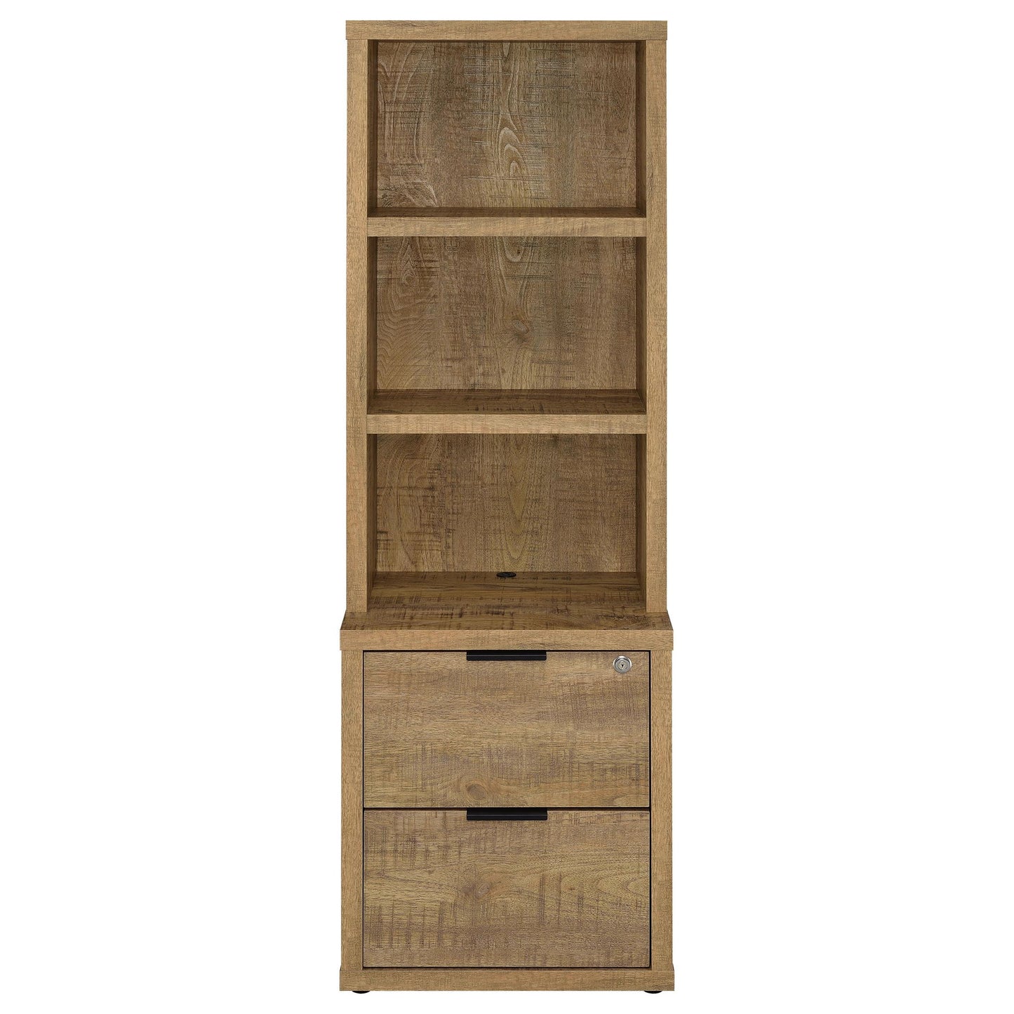 Multifunctional Bookcase With Three Open Shelves, 2 Drawers, Dual USB Charging Outlet