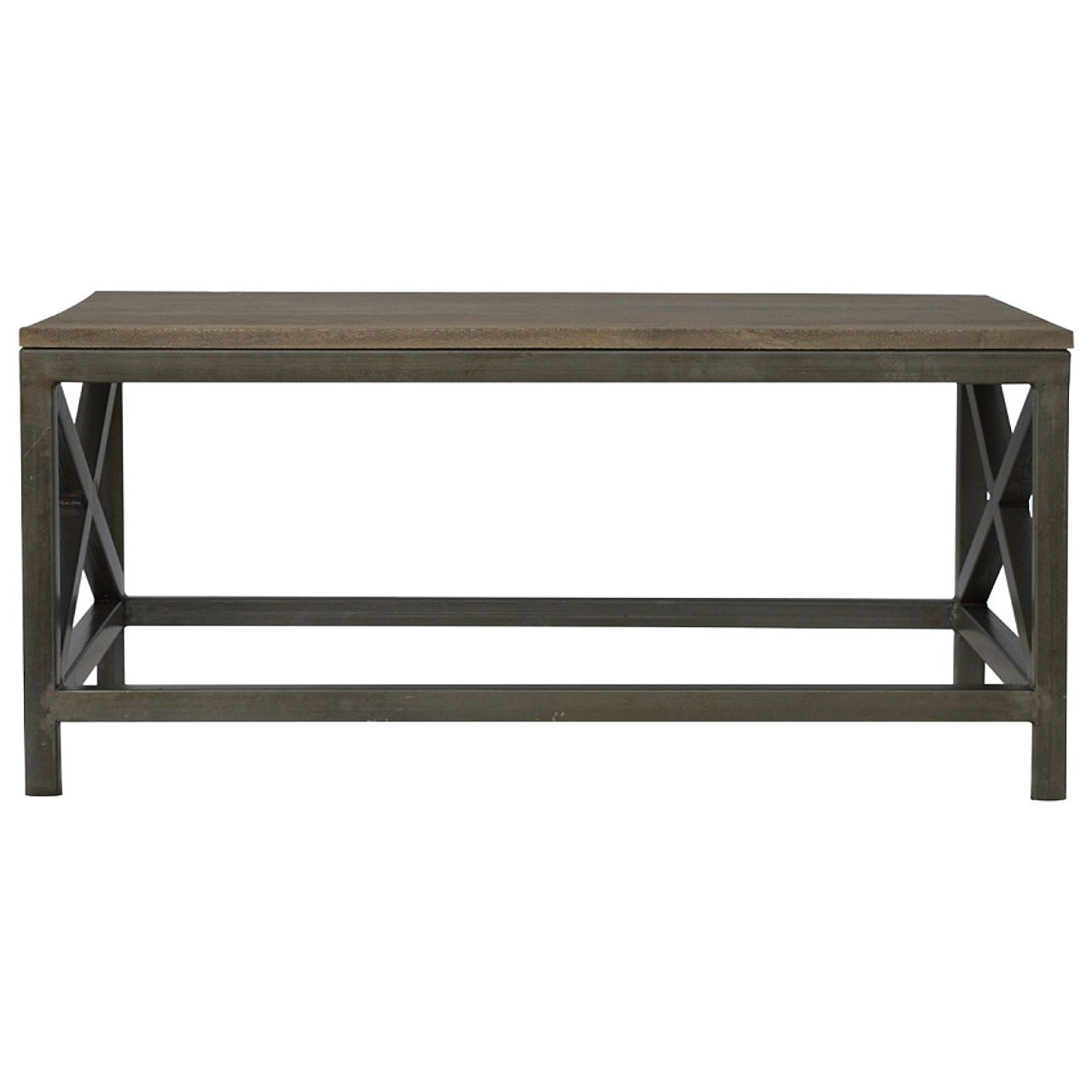 Industrial Cross Metal Coffee Table - Pewter
