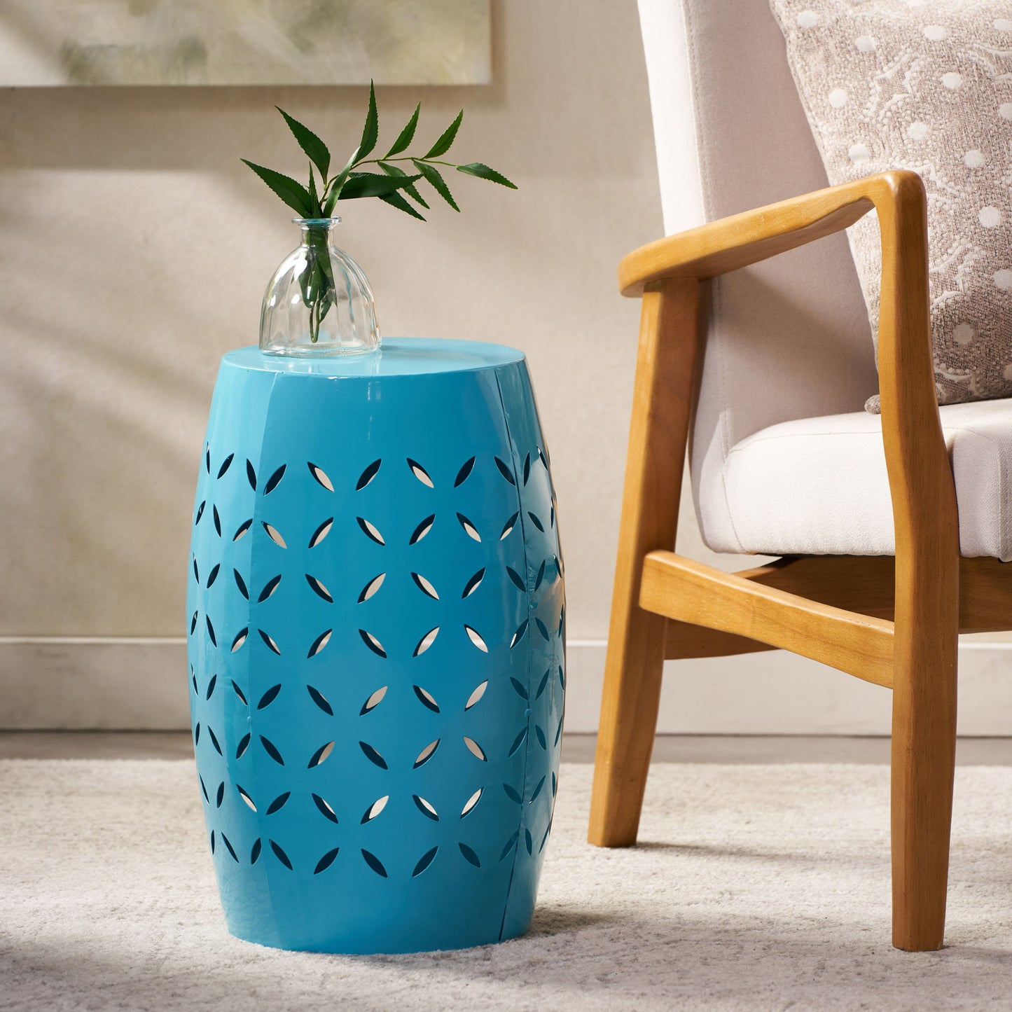 Lilac - Lace Cut Side Table, Compact Design