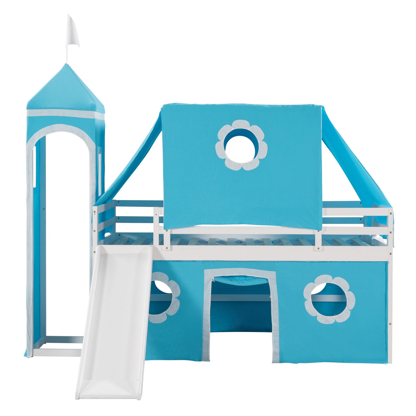 Loft Bed With Slide Tent And Tower Fun Playhouse Design