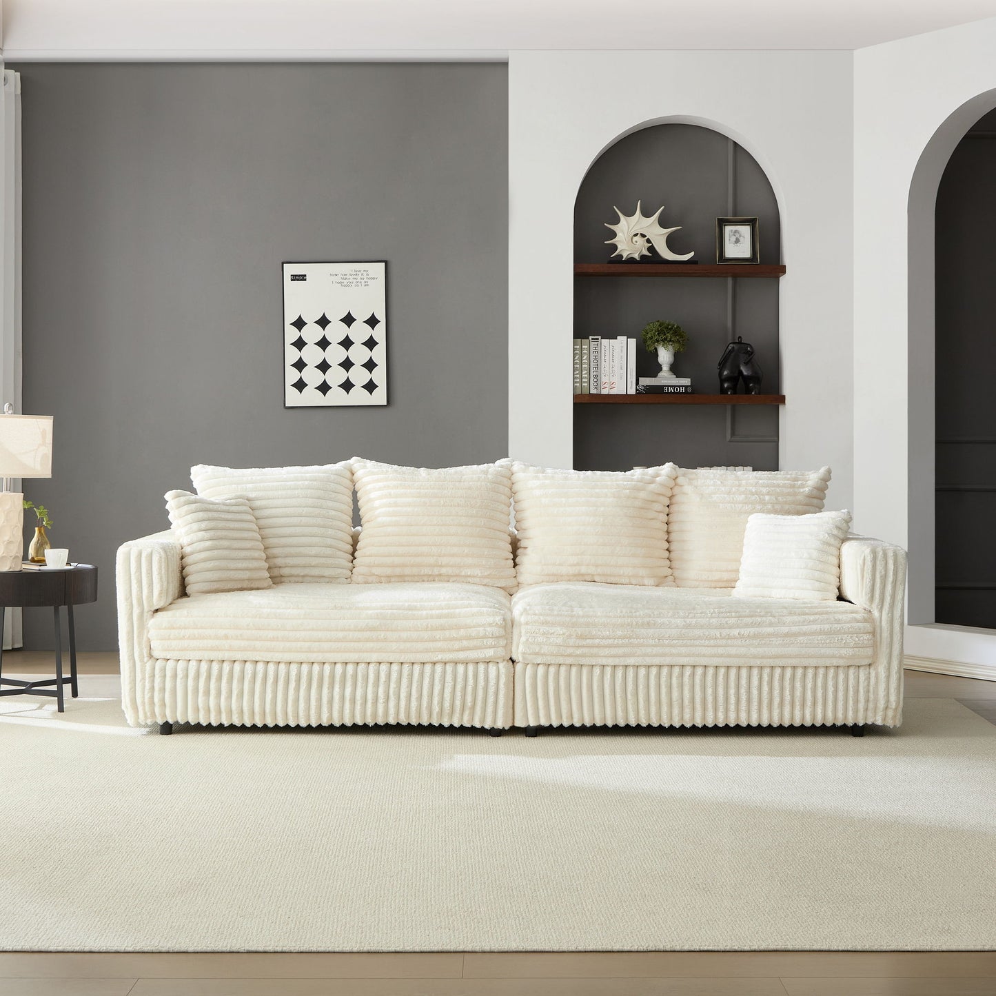Modern Comfy Upholstered 4 Seat Sofa Cloud Couch,Deep Seat With Soft Pillows