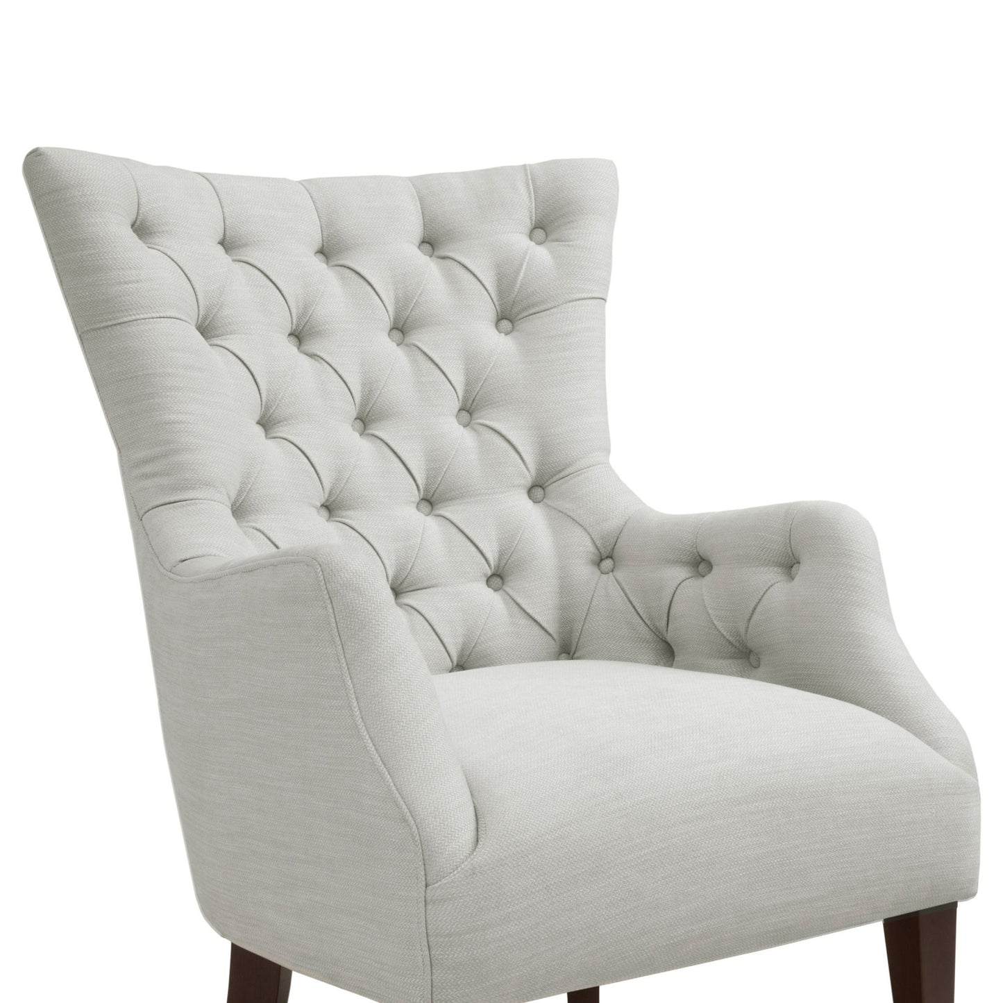 Hannah - Button Tufted Wing Chair - Ivory