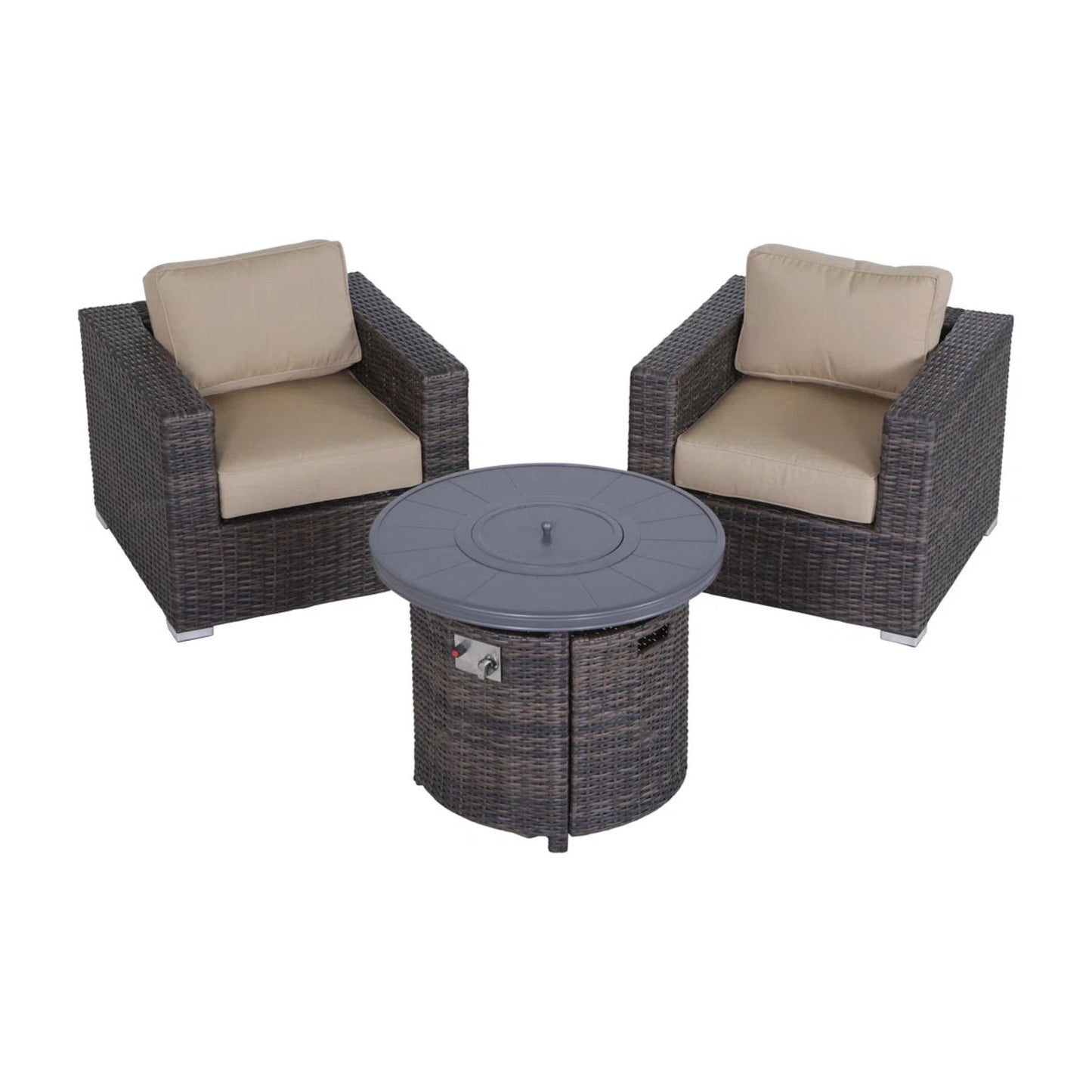 3 Piece Rattan Patio Sofa Set With Comfortable Cushions