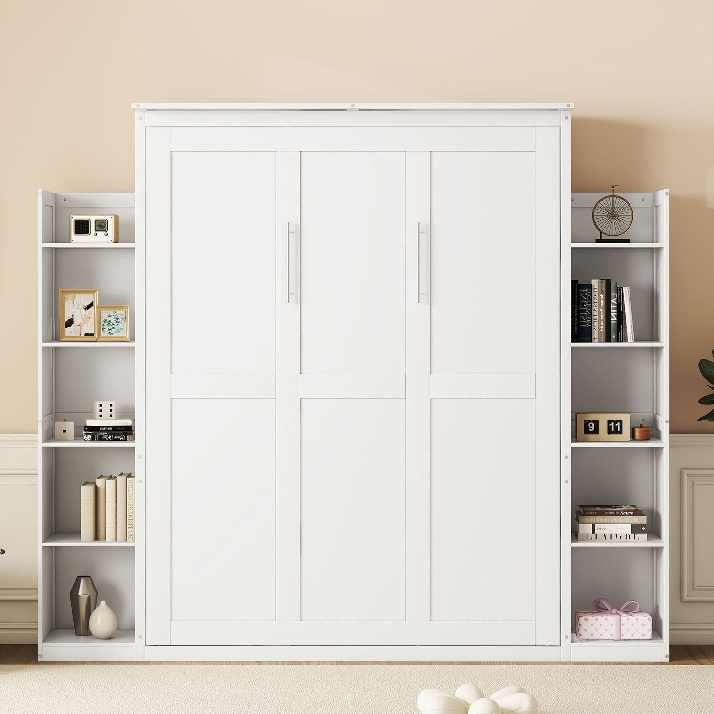 Wall Murphy Bed With Shelves And LED Lights