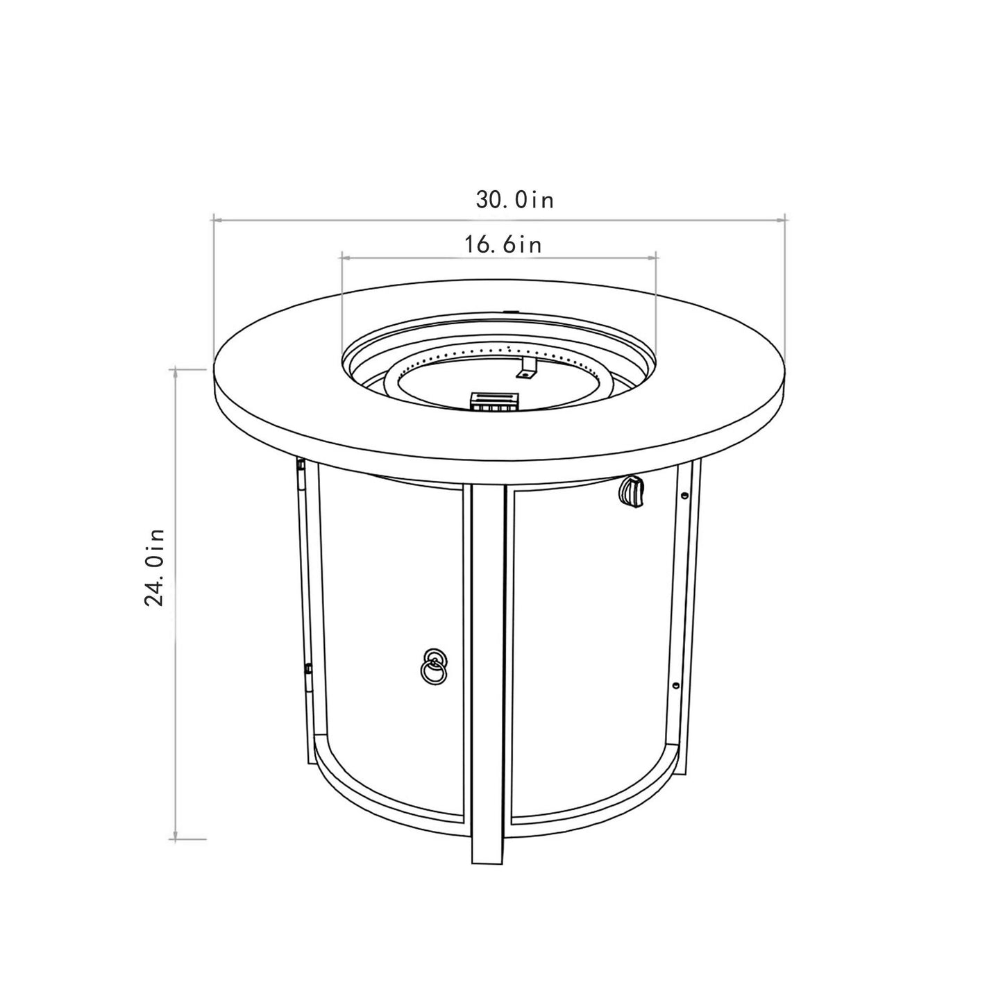 30" Propane Round Fire Table 40000Btu Propane Fire Pit Table - Black