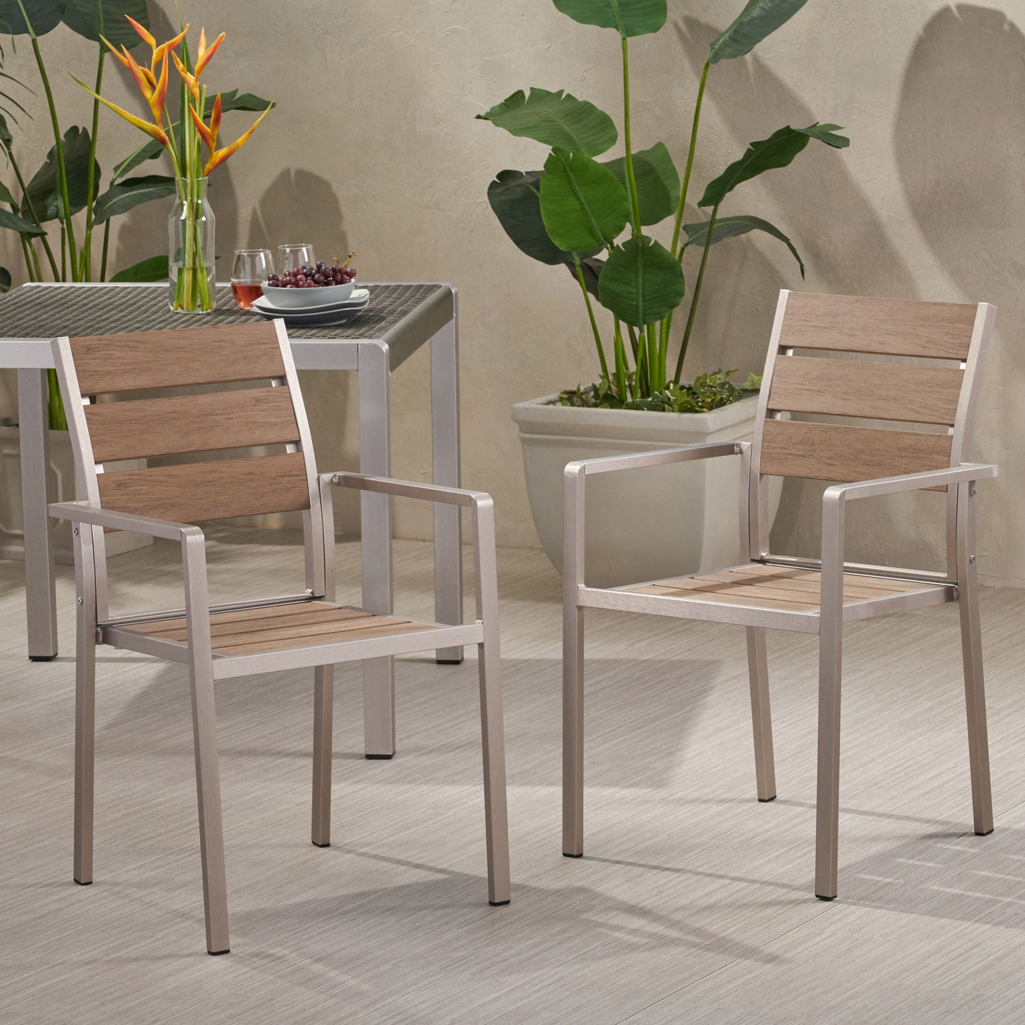 Dreamlan - Outdoor Aluminum Dining Chair (Set of 2)