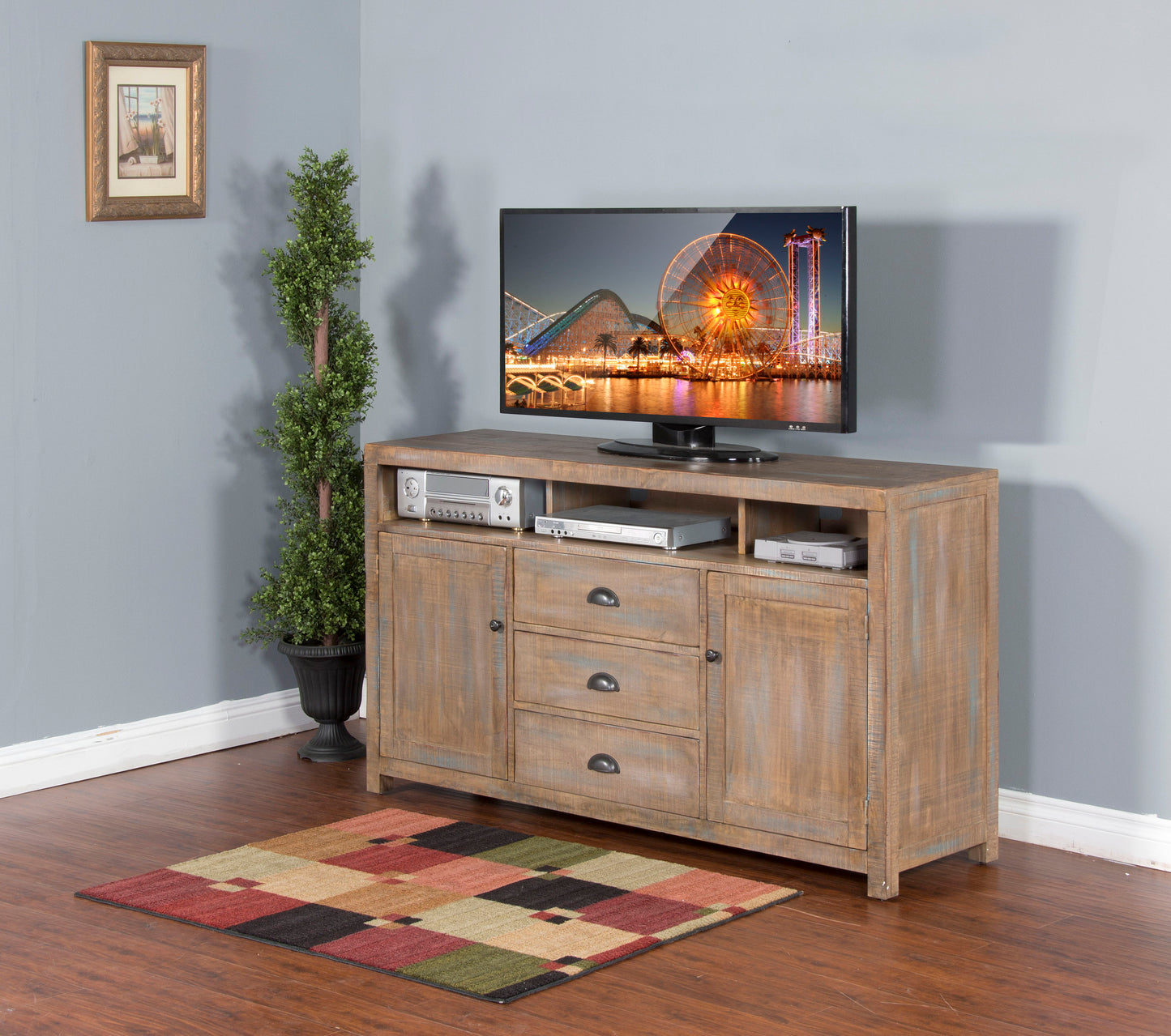 Durango - Entertainment Wall (Base & 2 Piers) - Light Brown