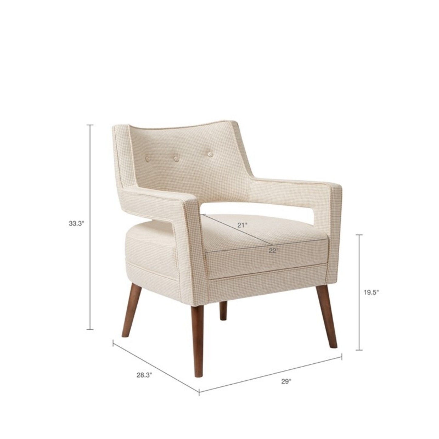 Palmer - Accent Chair Open Arm Design - Cream