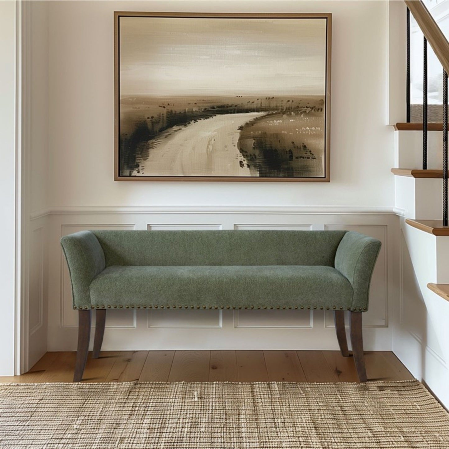 Elegant Design Bench Upholstery, Solid Wood Frame