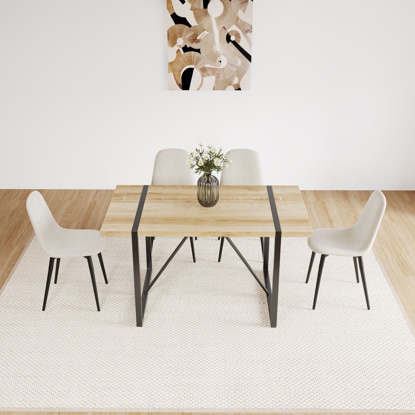 Modern Accent Dining Chairs Upholstered Seat, Metal Legs (Set of 4)
