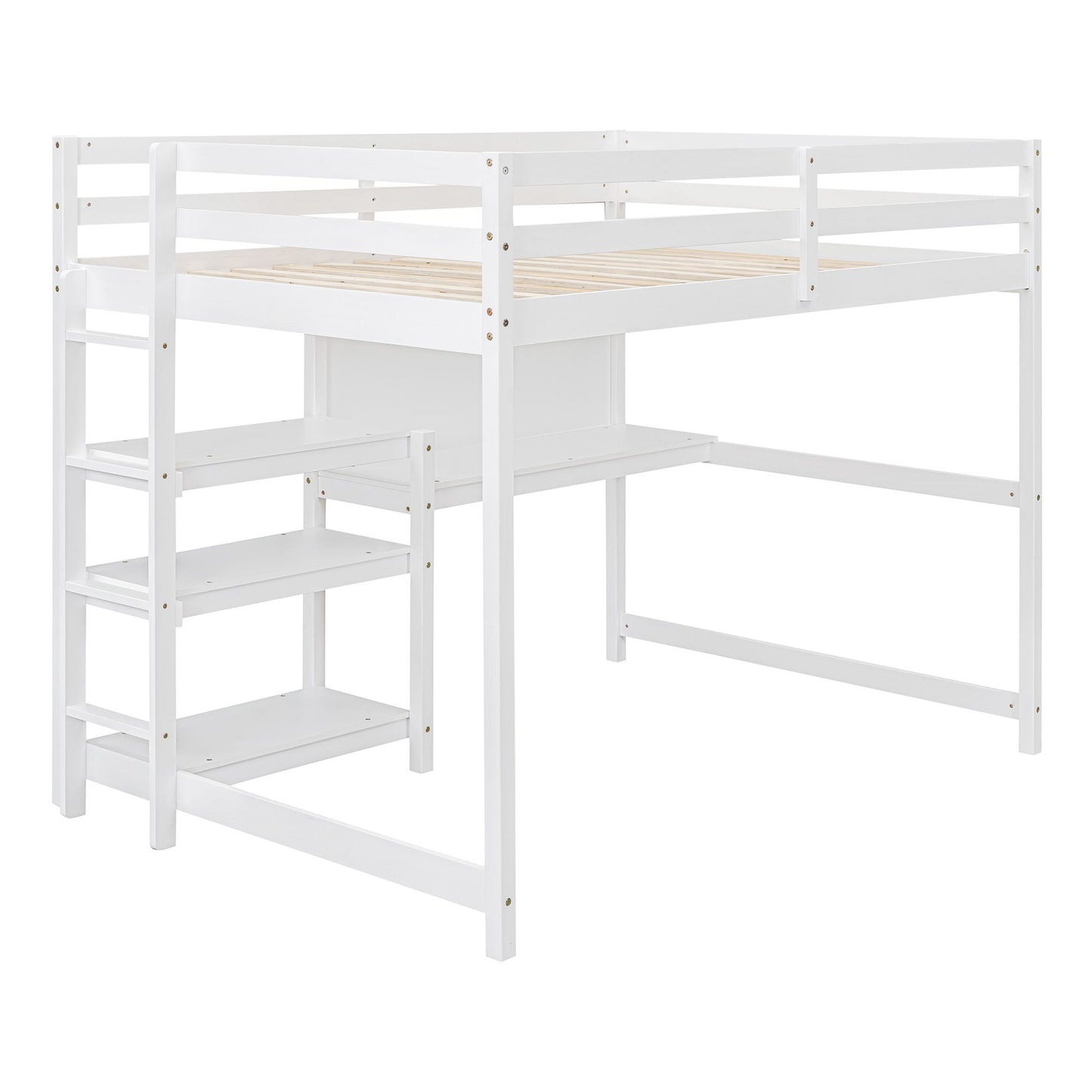 Loft Bed With Shelves, Desk And Writing Board