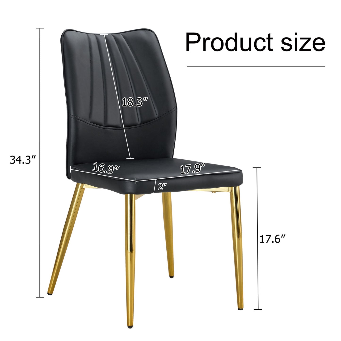 Medieval Modern Dining Chairs With Cushions And Metal Legs Material (Set of 4) - Black