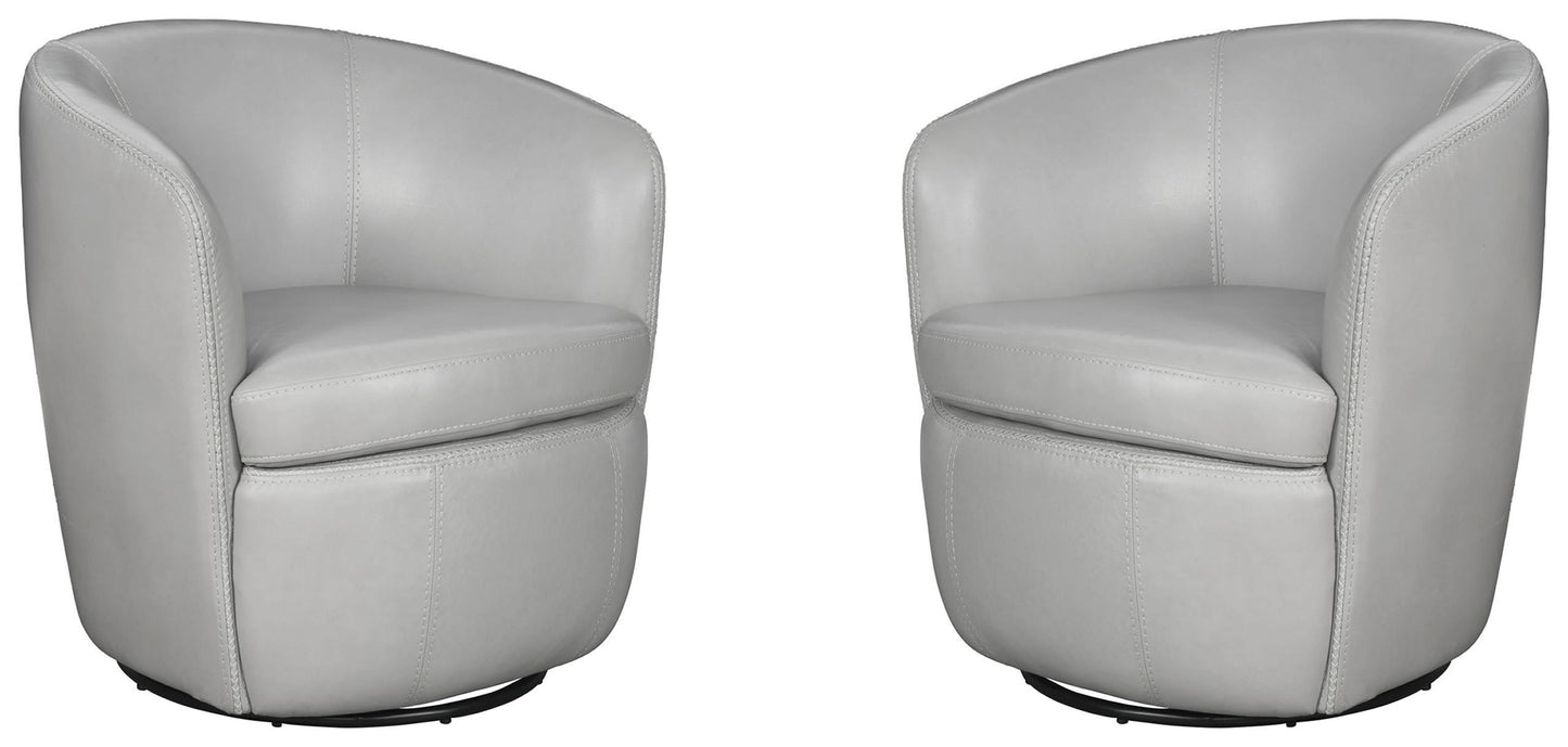 Barolo - 100% Italian Leather Swivel Club Chair (Set of 2)