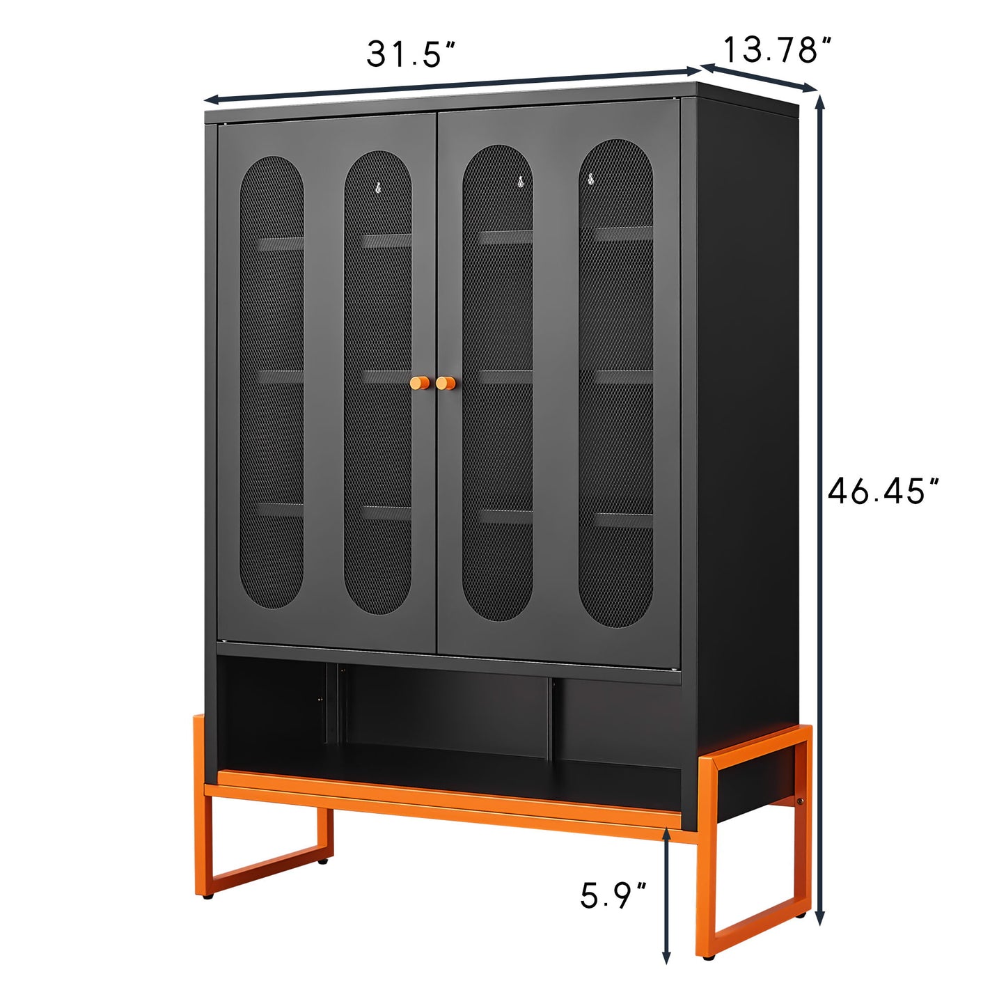 Modern Metal Shoe Cabinet With DoublebSided Mesh Doors And Adjustable Partitions