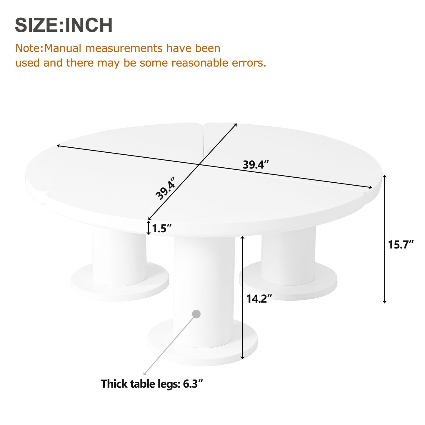 Round Petal Shaped Coffee Table With 3 Thick Legs