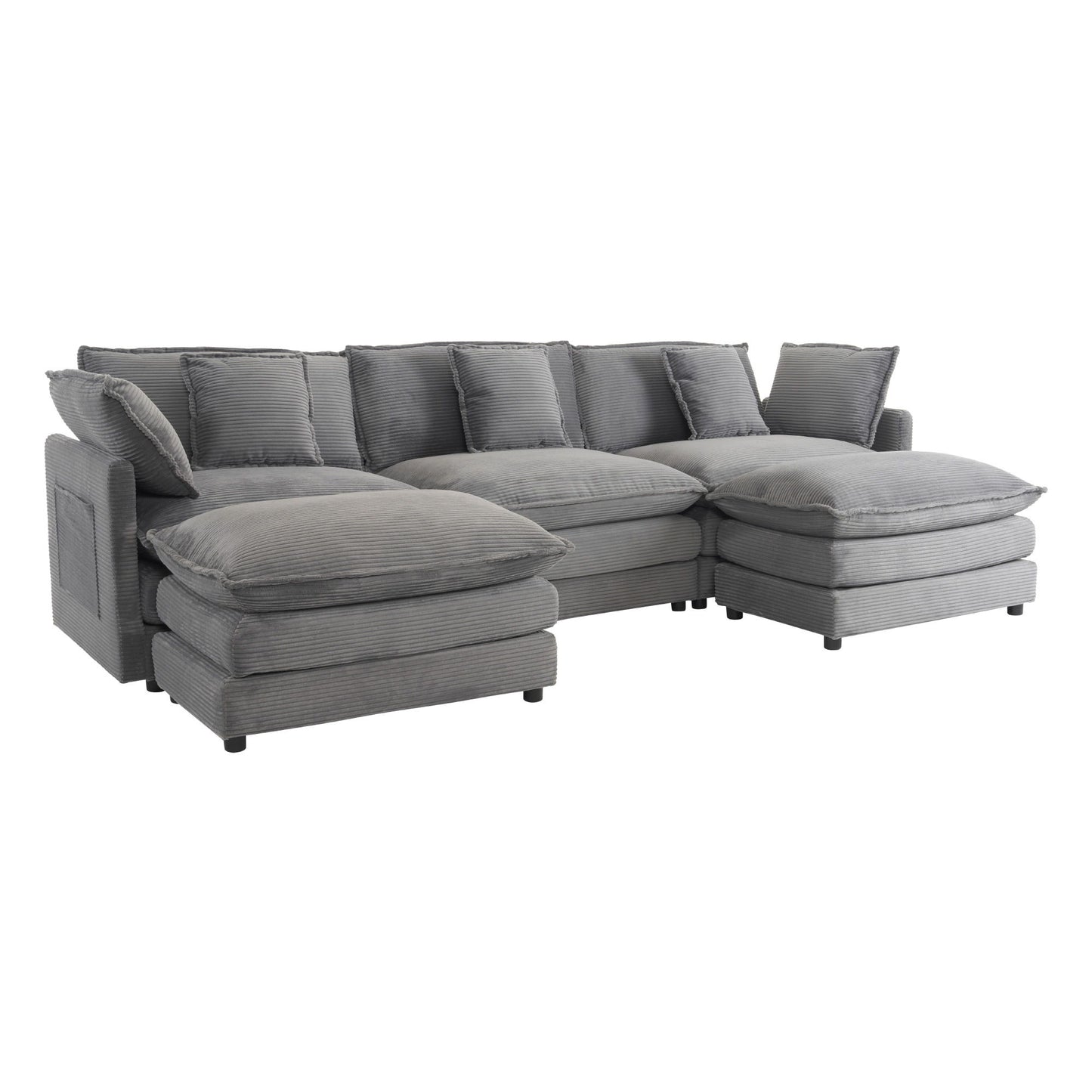 Modern Modular Sectional Sofa With Side Storage Pockets For Living Room