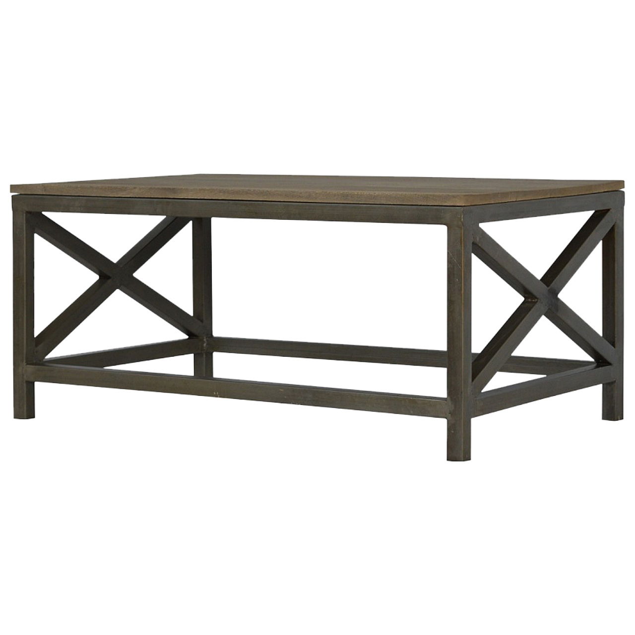 Industrial Cross Metal Coffee Table - Pewter