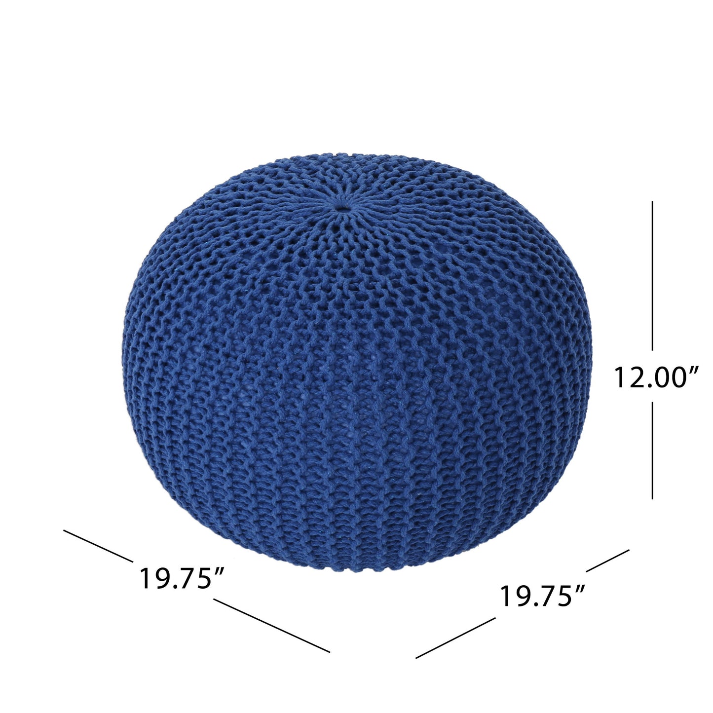 Bordeaux - Knitted Cotton Round Pouf, Versatile Ottoman And Floor Cushion