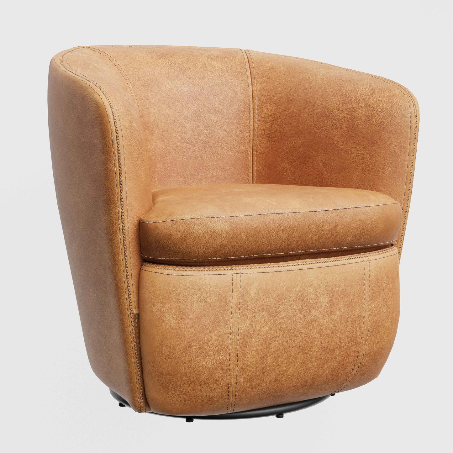 Barolo - 100% Italian Leather Swivel Club Chair (Set of 2)