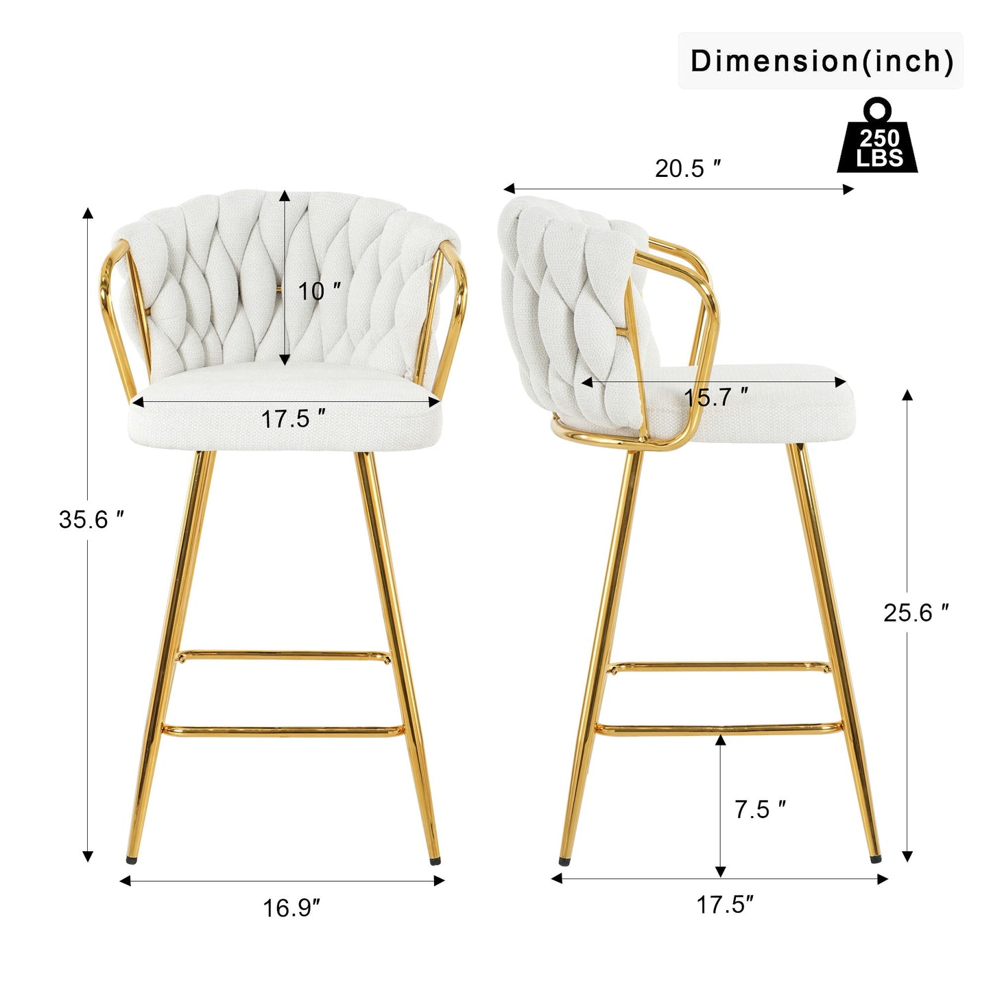 Modern Design High Stool With Plated Legs (Set of 2)