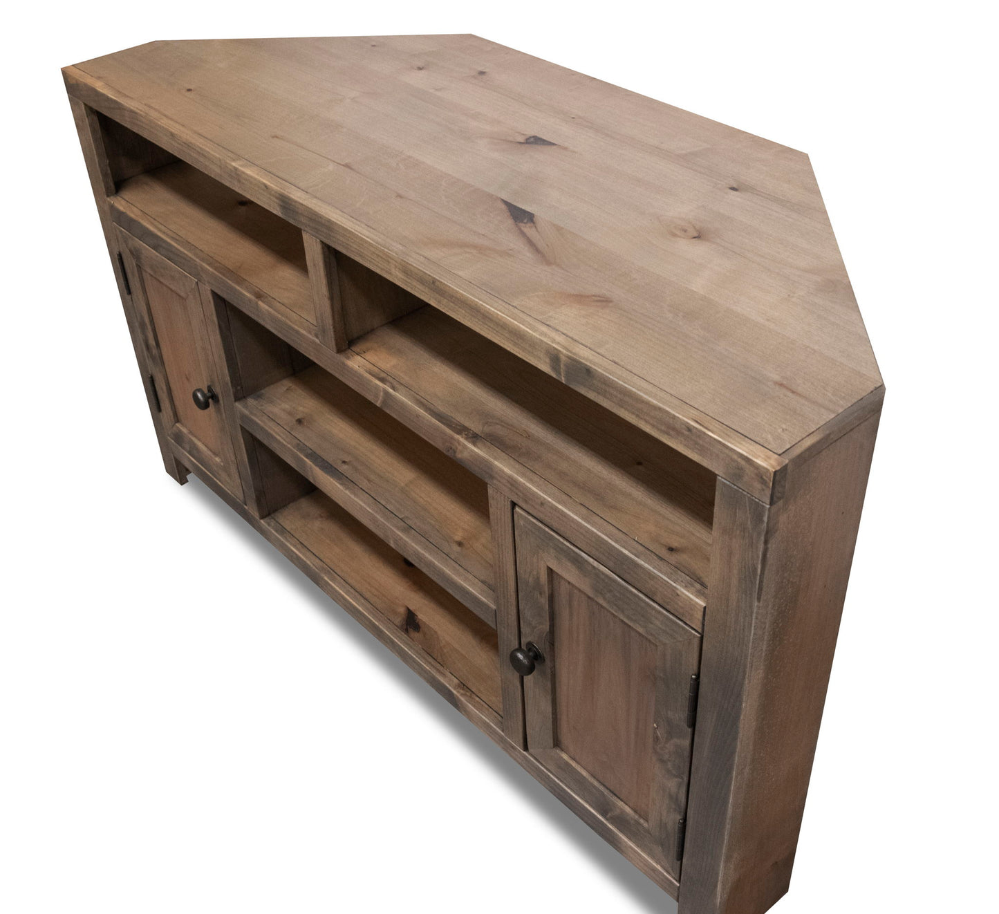 Joshua Creek - Corner TV Stand For TVs Up To - Barnwood