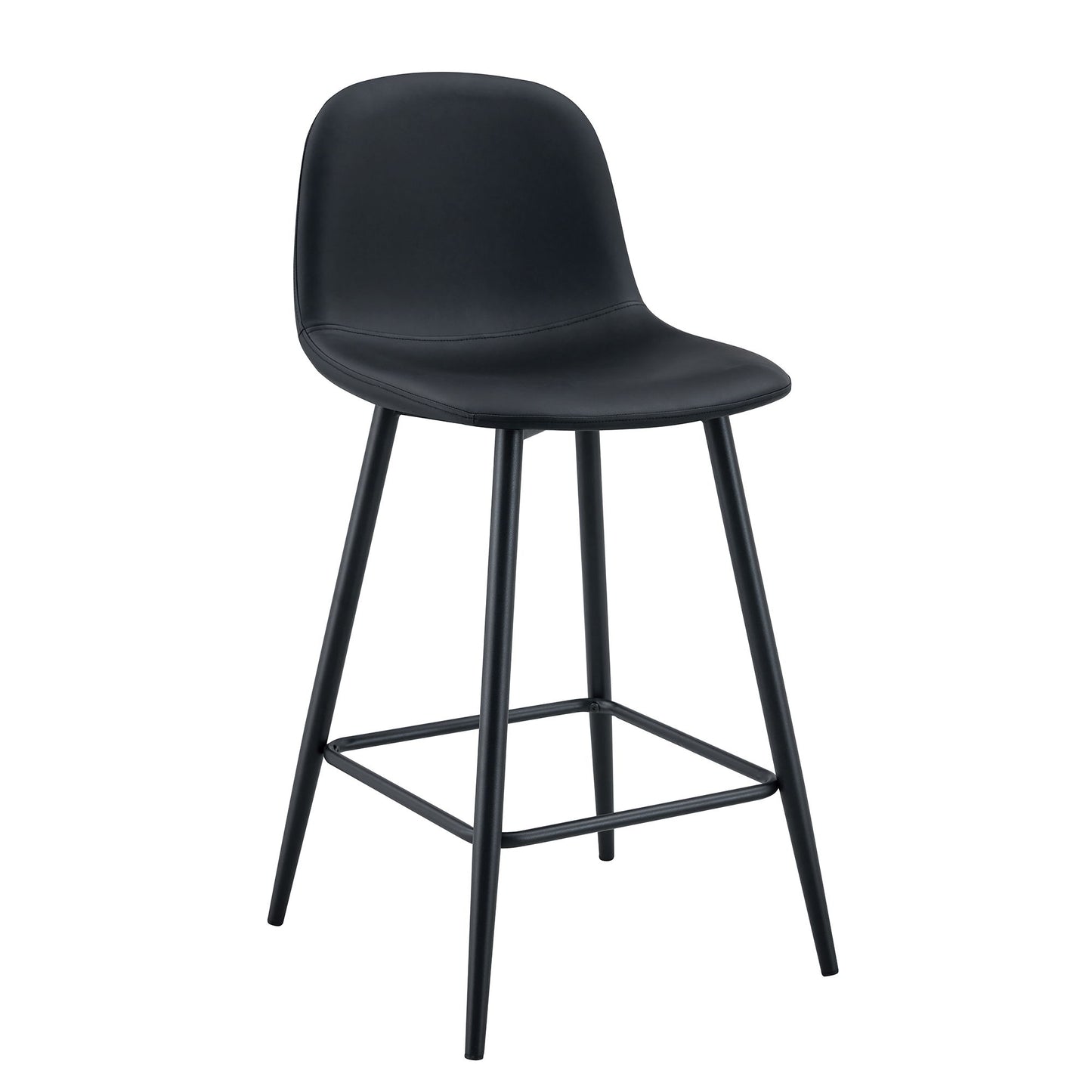 Modern Black Pu Bar Chair Rounded Backrest (Set of 2)