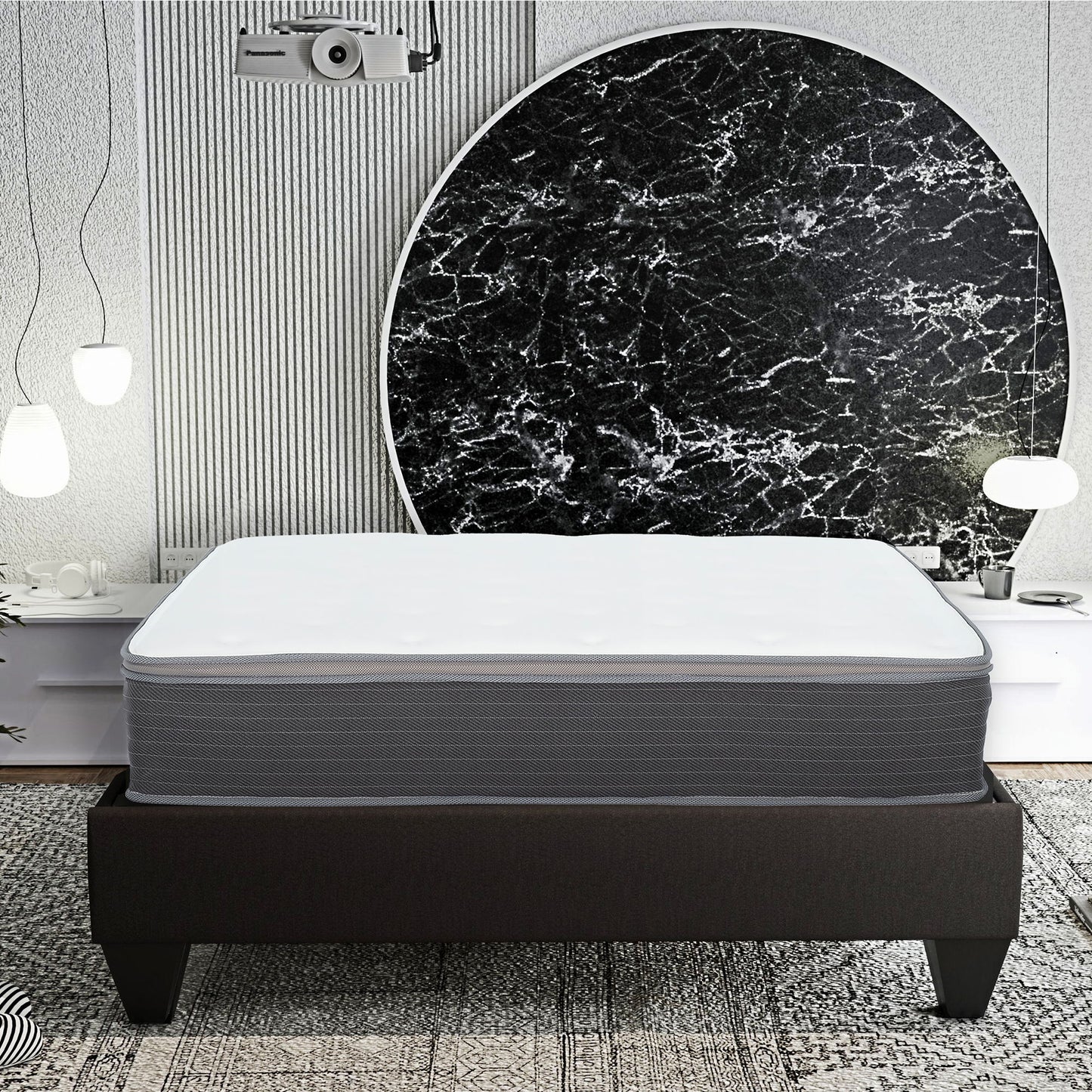 10" Full Size Hybrid Mattress In A Box, Gel Memory Foam Mattress Top With Pocket Coil Base - Gray / White