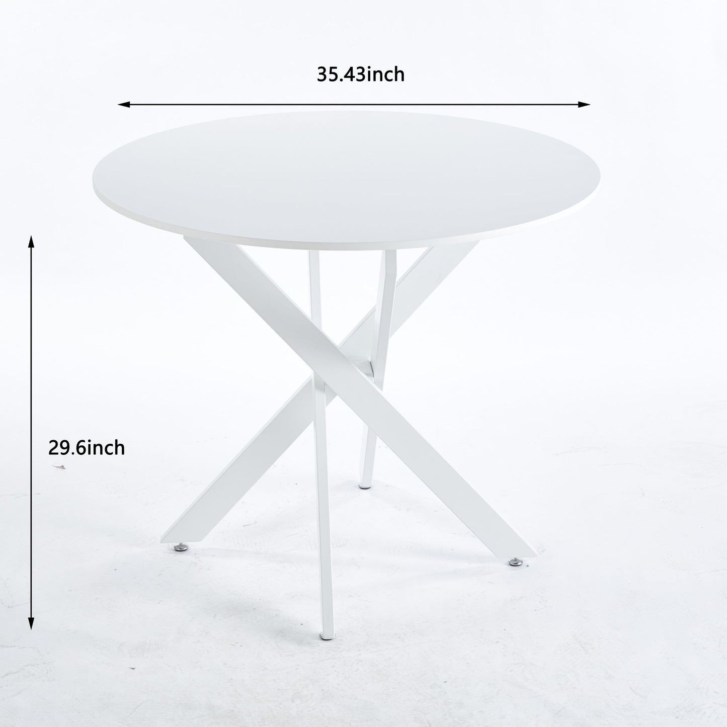 Mid-Century Dining Table For 4 - 6 People With Round MDF Table Top, Pedestal Dining Table, End Table Leisure Coffee Table, Cross Leg