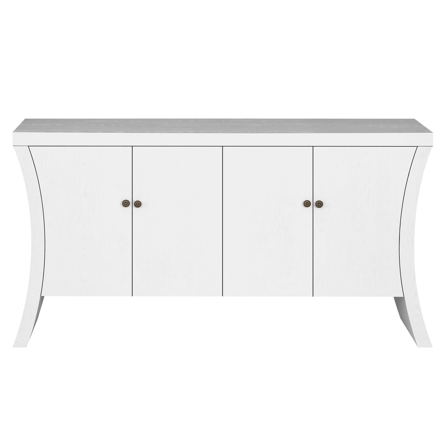Refined Industrial 4 Door Credenza With Arc Legs & Bronze Clasps